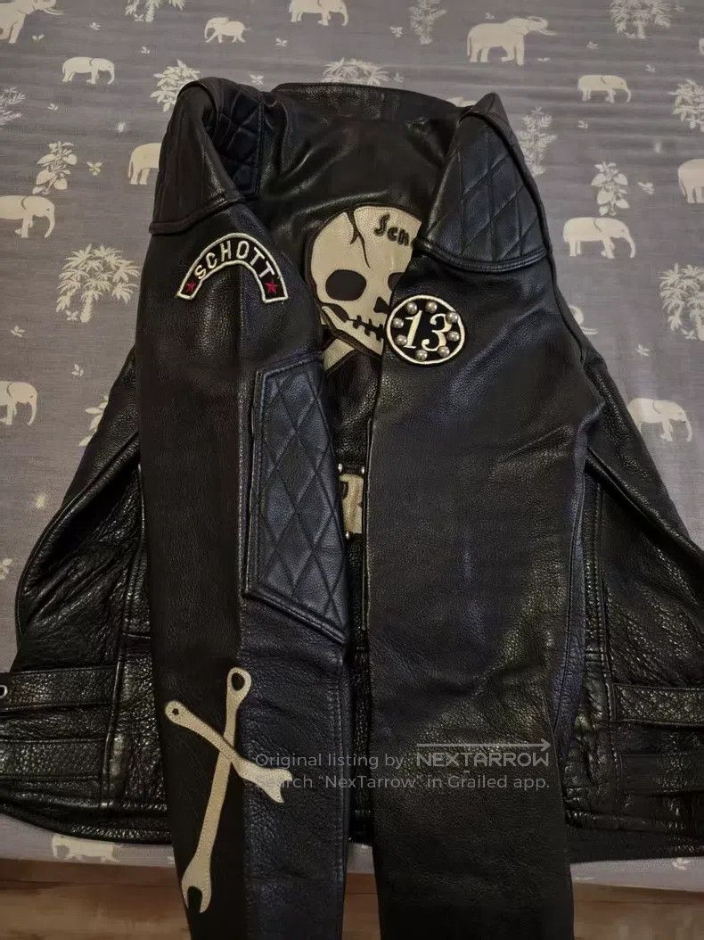 Schott Men's motorcycle leather jacket Size US XL / EU 56 / 4 - 2 Thumbnail