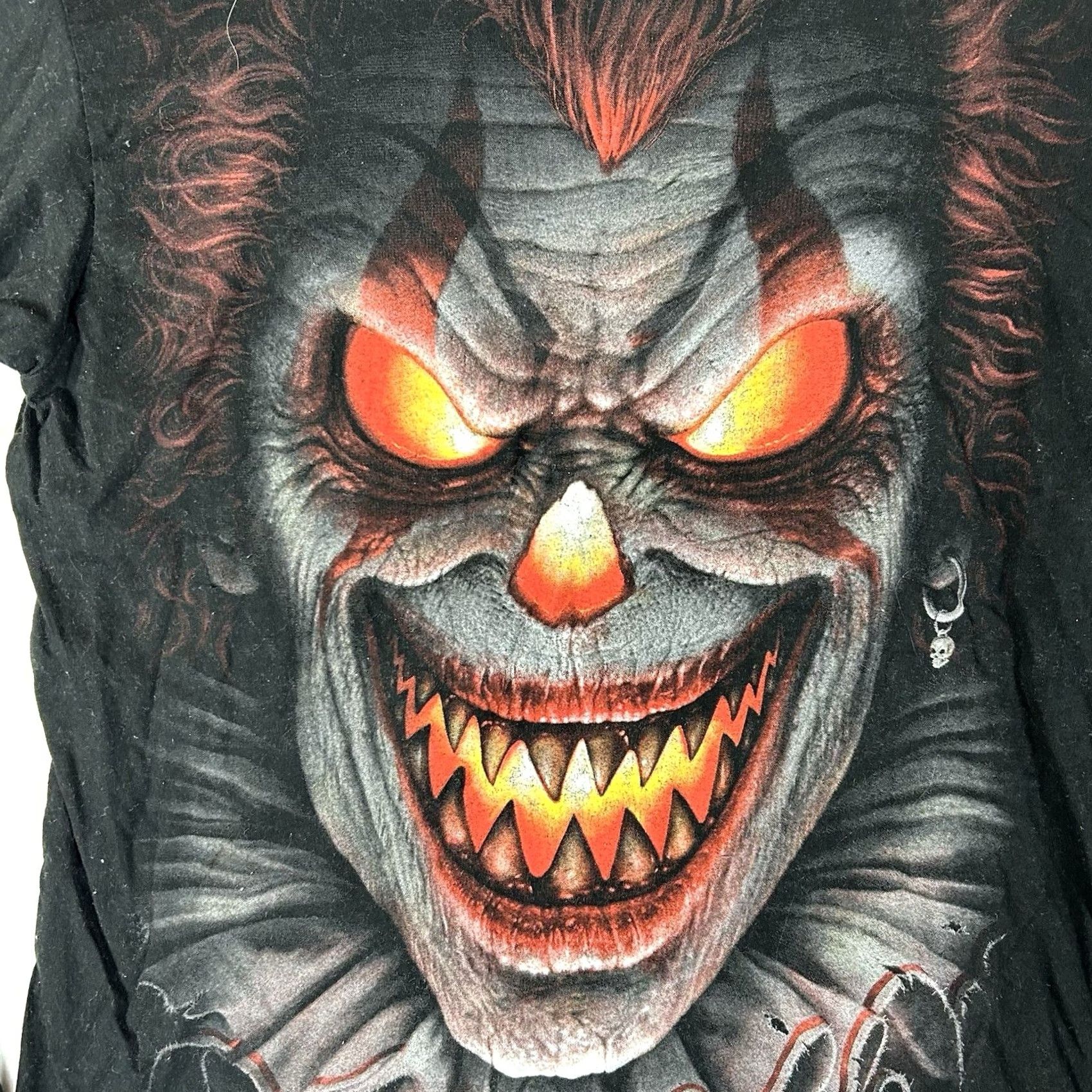 Vintage Spiral Graphic Shirt Mens L Double-Sided Biker Tee Clown Flame Y2K Black 100% Cotton Size US L / EU 52-54 / 3 - 4 Thumbnail