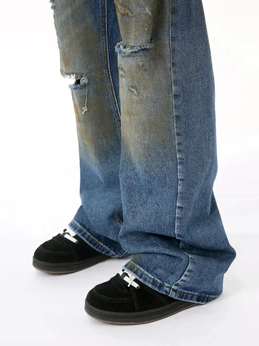 Japanese Brand Retro loose ripped micro flared jeans Size US 32 / EU 48 - 2 Thumbnail