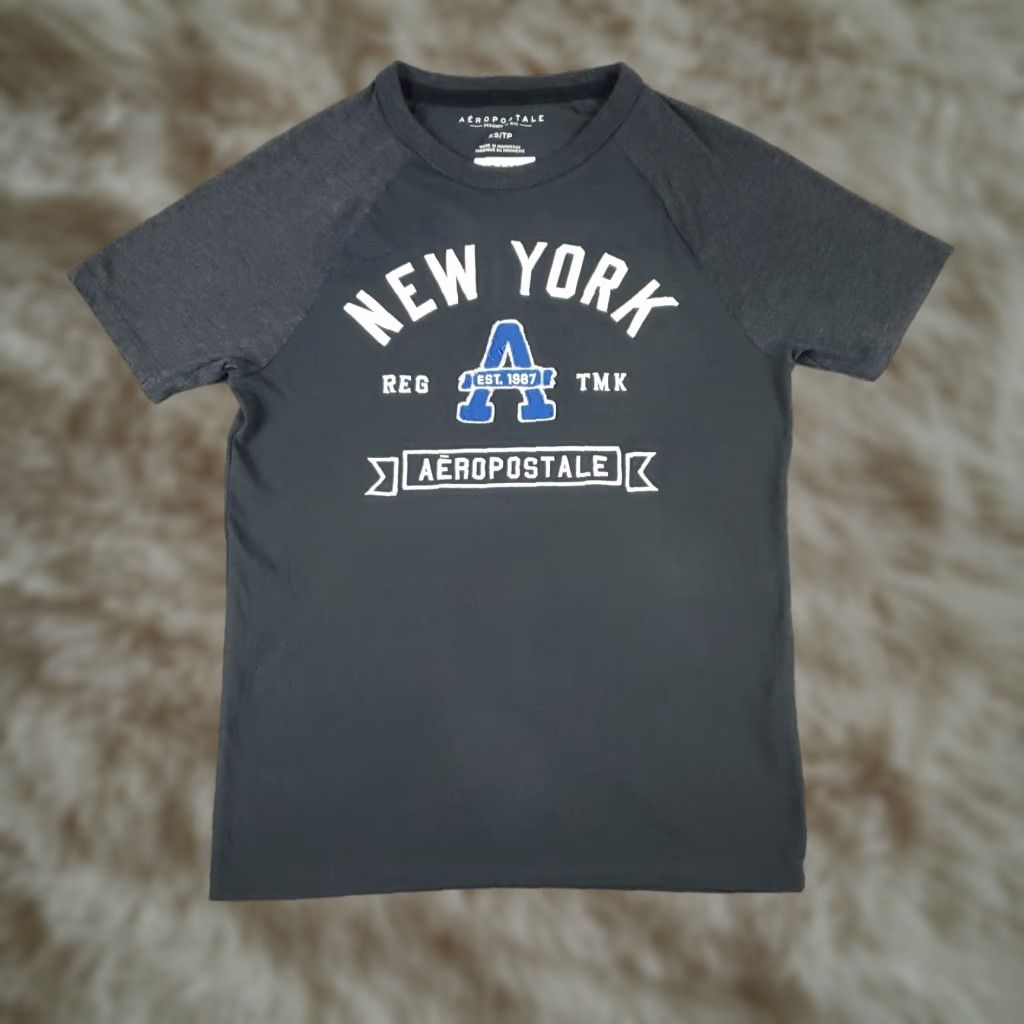 Vintage Aéropostale Shirt Mens XS Gray Short Sleeve Crew Neck Cotton Blend Logo Size US XS / EU 42 / 0 - 1 Thumbnail