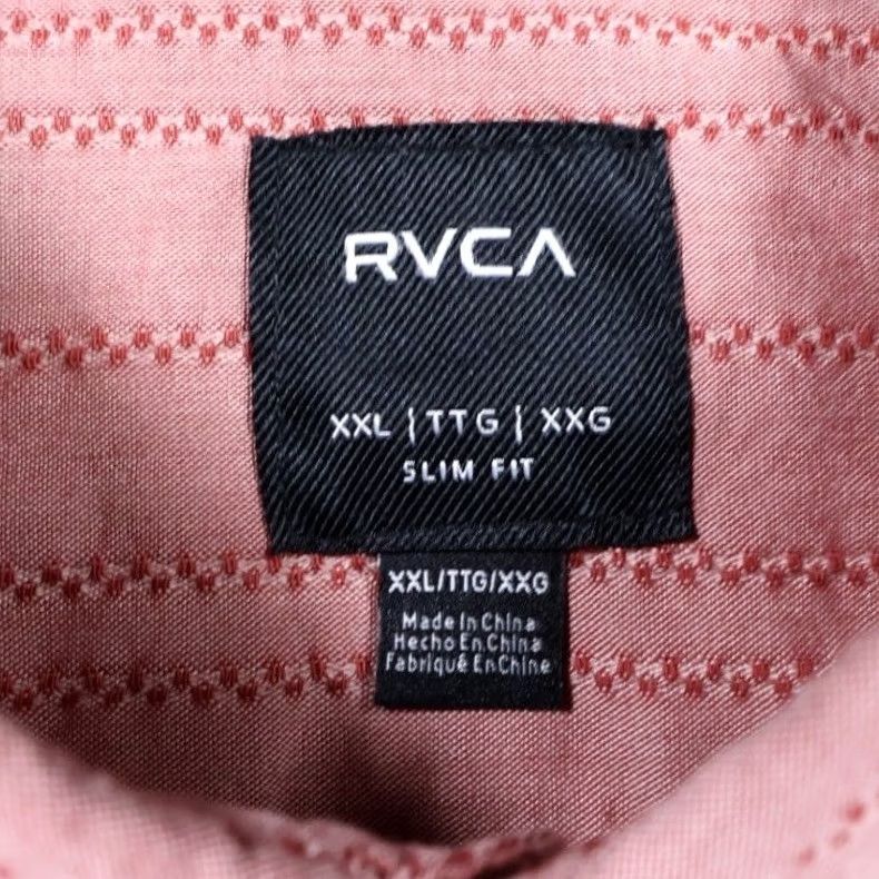 RVCA RVCA Shirt Mens XXL Pink Striped Slim Fit Short Sleeve Button Down Size US XXL / EU 58 / 5 - 7 Thumbnail