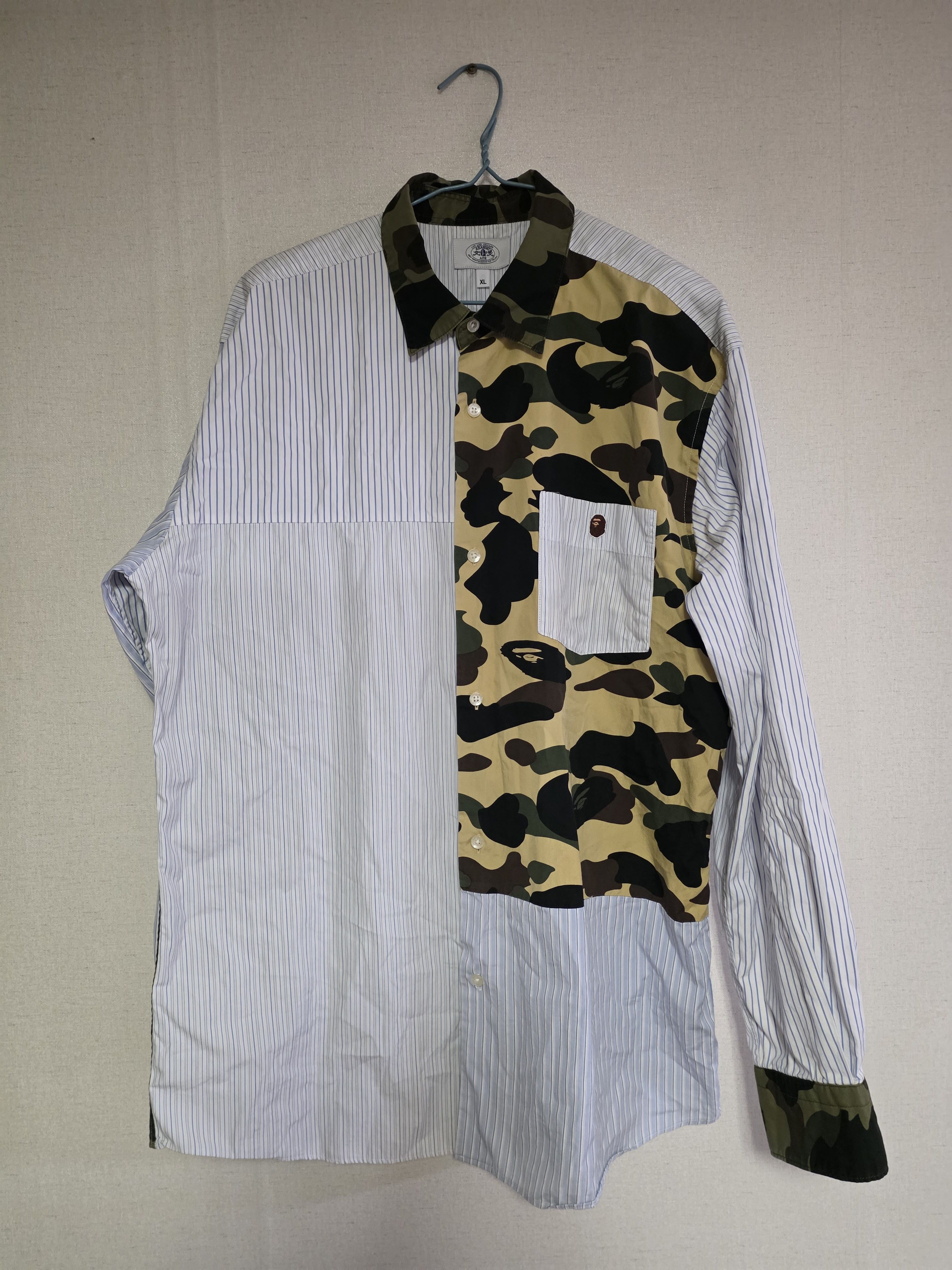 Bape BAPE 18SS Crazy Camo Multi-Pattern Stripe Dress Shirt Size US XL / EU 56 / 4 - 1 Thumbnail