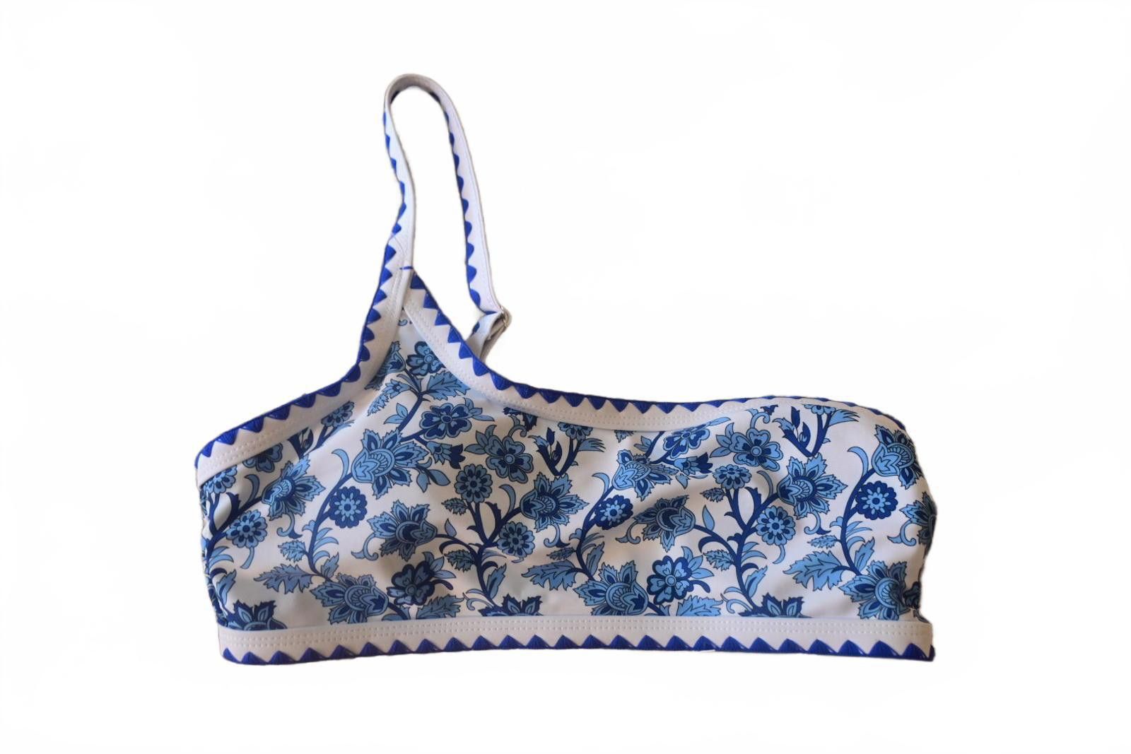 Shein Blue and White Floral One-Shoulder Two Piece Bikini Set sz M Size ONE SIZE - 1 Thumbnail