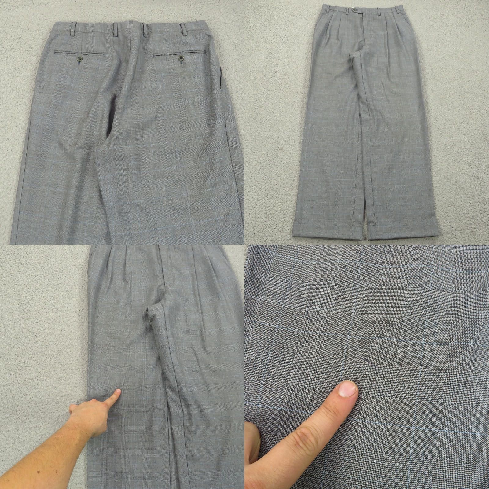 Canali Canali Suit 42L Super 120s Glencheck Plaid Pleated Cuffed Pant Trousers 34x32 Men Wool 2 Piece Business Formal Travel Gray Suit Mens 2-Piece Size 42R - 10 Thumbnail
