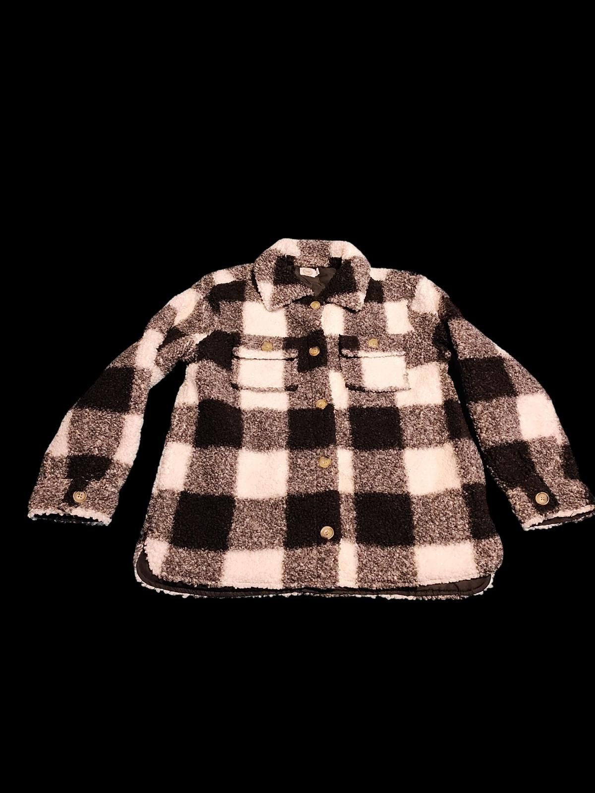 Designer Unisex Kids Black and White Checkered Fleece Jacket Size ONE SIZE - 4 Thumbnail