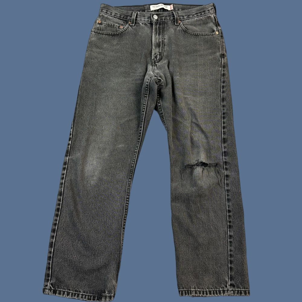 Levi's VINTAGE Levi's 505 Jeans Mens 33x30 Charcoal Wash Regular Fit Distressed 90s Punk Y2K Levi's 500 Series Mens Jeans Size US 33 - 1 Thumbnail