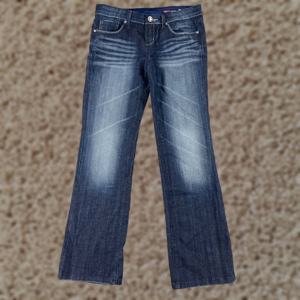 Vintage VIGOSS Jeans Women Bootcut 9 Blue Denim Dark Wash Embroidered Cotton Shirt? Size 30" / US 8 / IT 44 - 1 Thumbnail