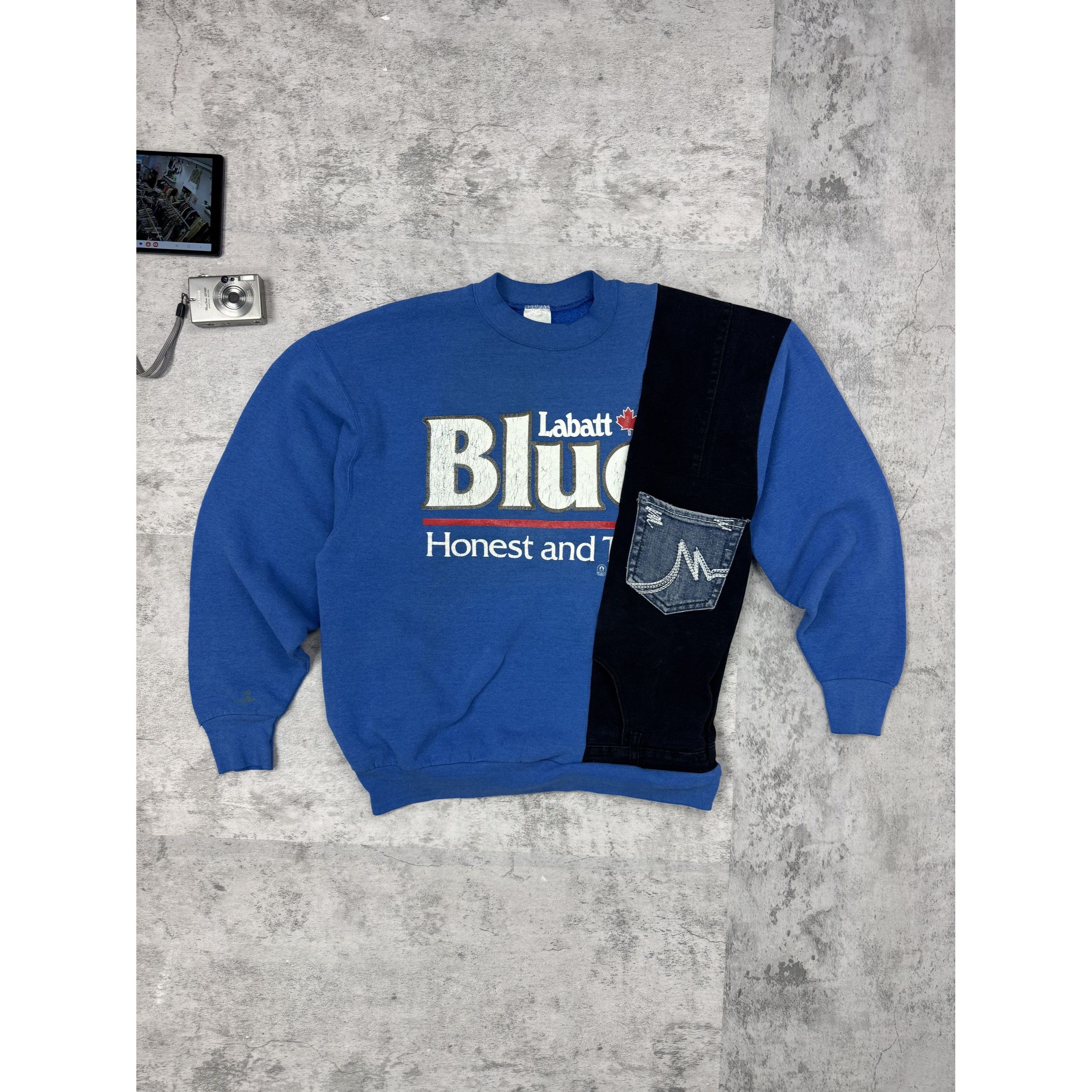 Other Vintage Labatt Blue Rework Denim Crewneck Size US XL / EU 56 / 4 - 1 Thumbnail