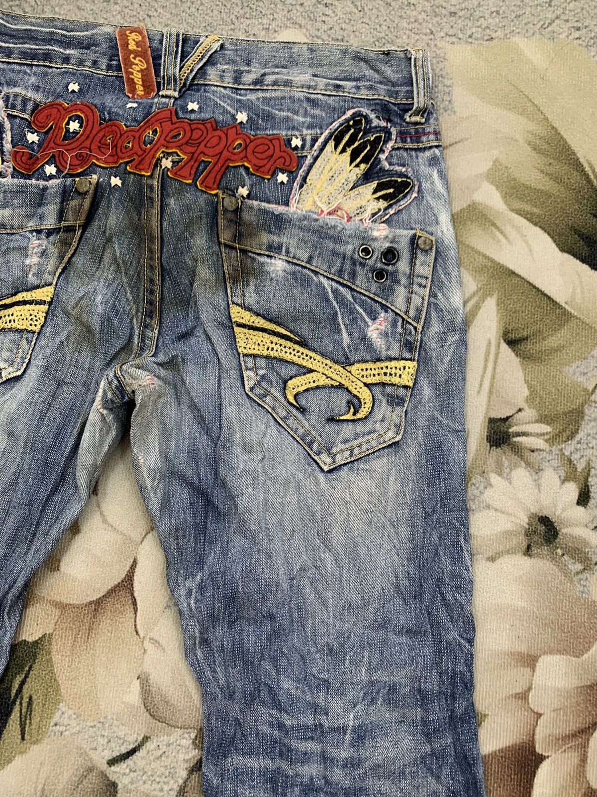 Japanese Brand Distress Red Pepper Gold Label Denim Pant Style by LBD Size US 35 - 9 Thumbnail