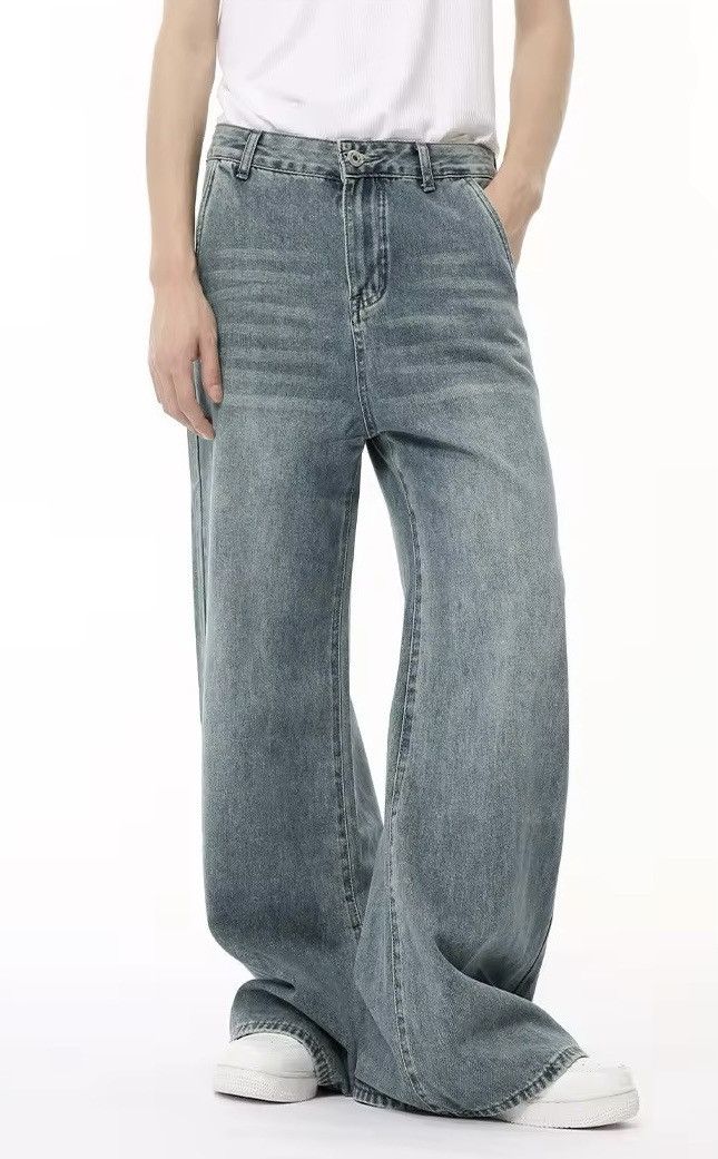 Draping Straight Wide Leg Loose Washed Jean