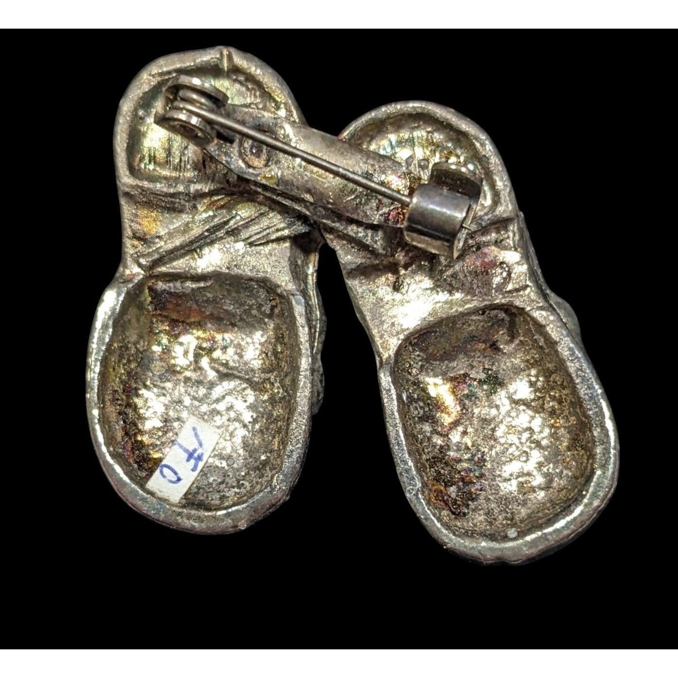 Other Vintage Baby Shoe Brooch Silver Tone With Rhinestones Size ONE SIZE - 2 Thumbnail