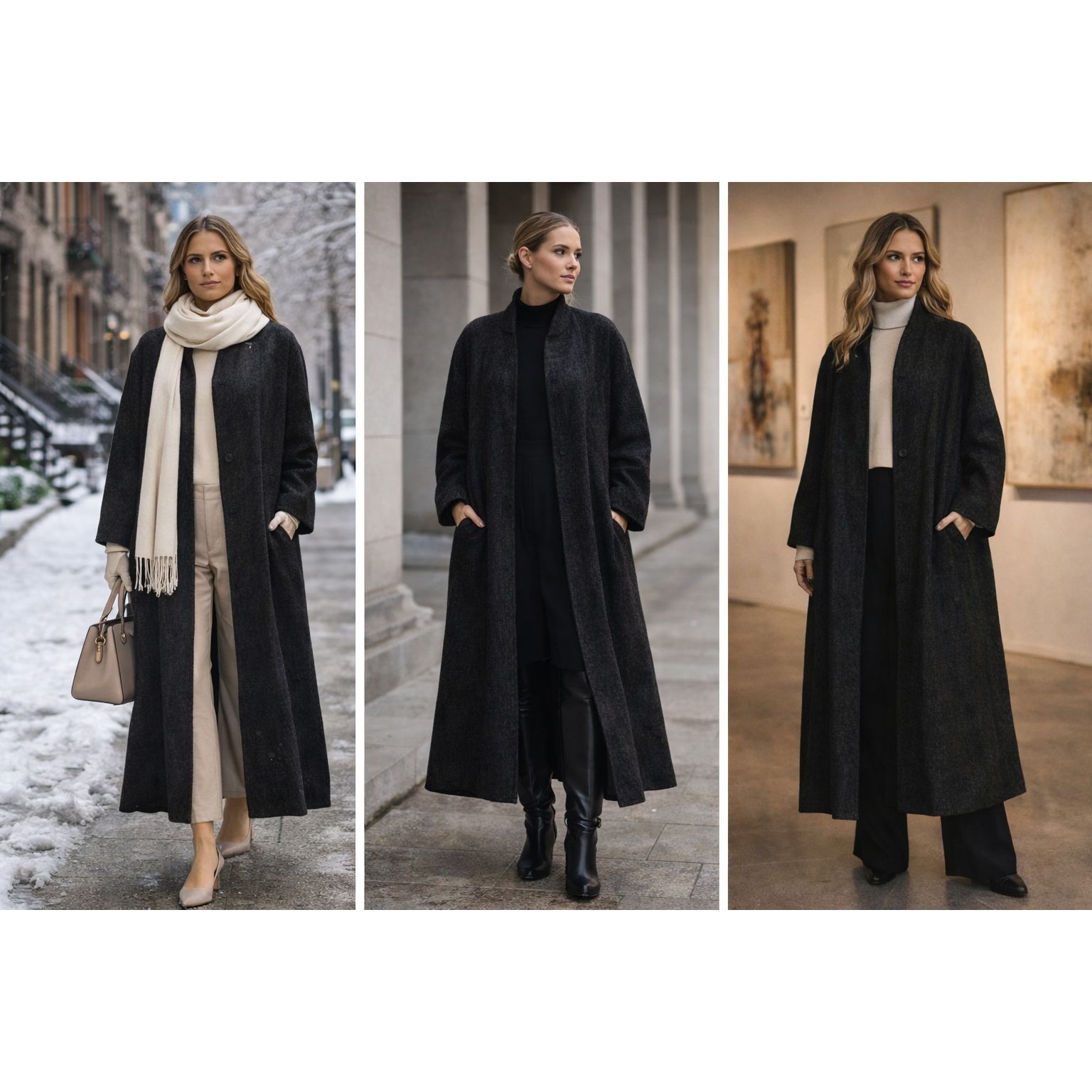 Eileen Fisher Eileen Fisher Women Wool blend black silk lining Long Coat 3 Size 3XL / US 20-22 - 1 Thumbnail