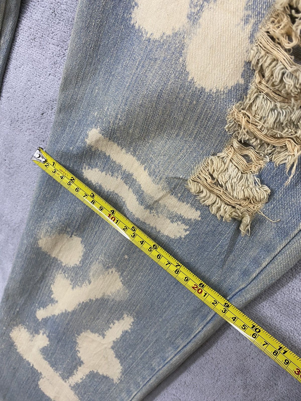 Issey Miyake 🔥(391B08) SKY BOMBER DISTRESSED ACID WASH JEANS‼️ Size US 32 / EU 48 - 17 Thumbnail