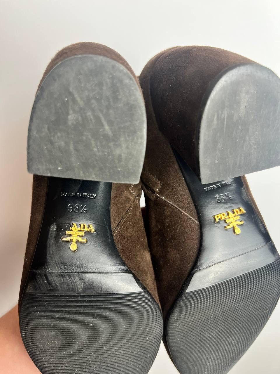 Prada PRADA Brown suede heeled ankle boots Size US 8.5 / IT 38.5 - 8 Thumbnail
