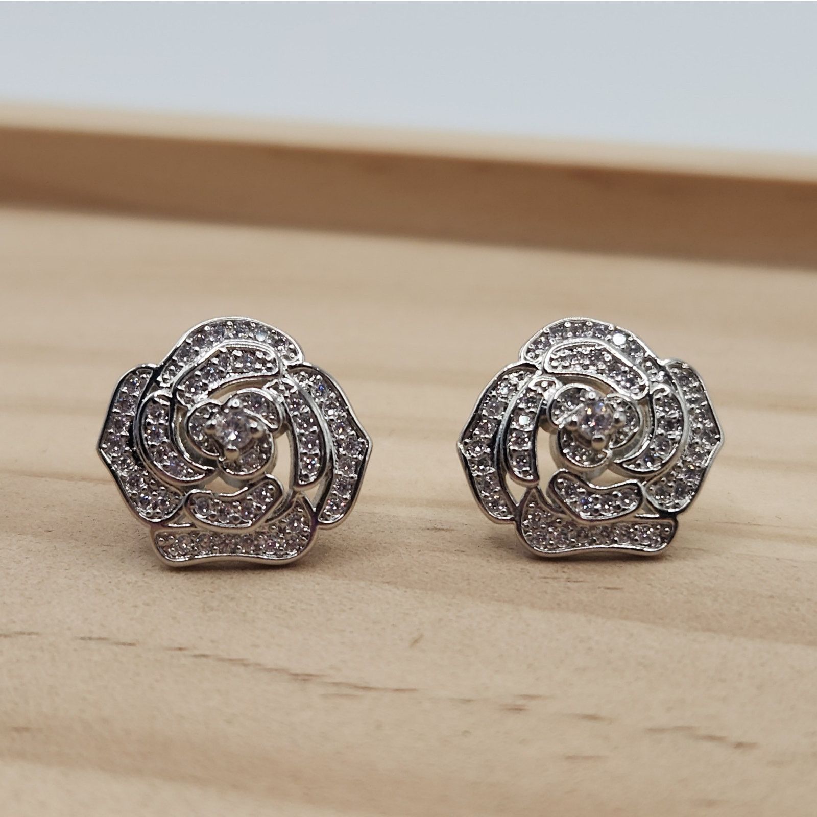 Other Elegant Camellia Flower Stud Earrings - Cubic Zirconia Size ONE SIZE - 10 Thumbnail