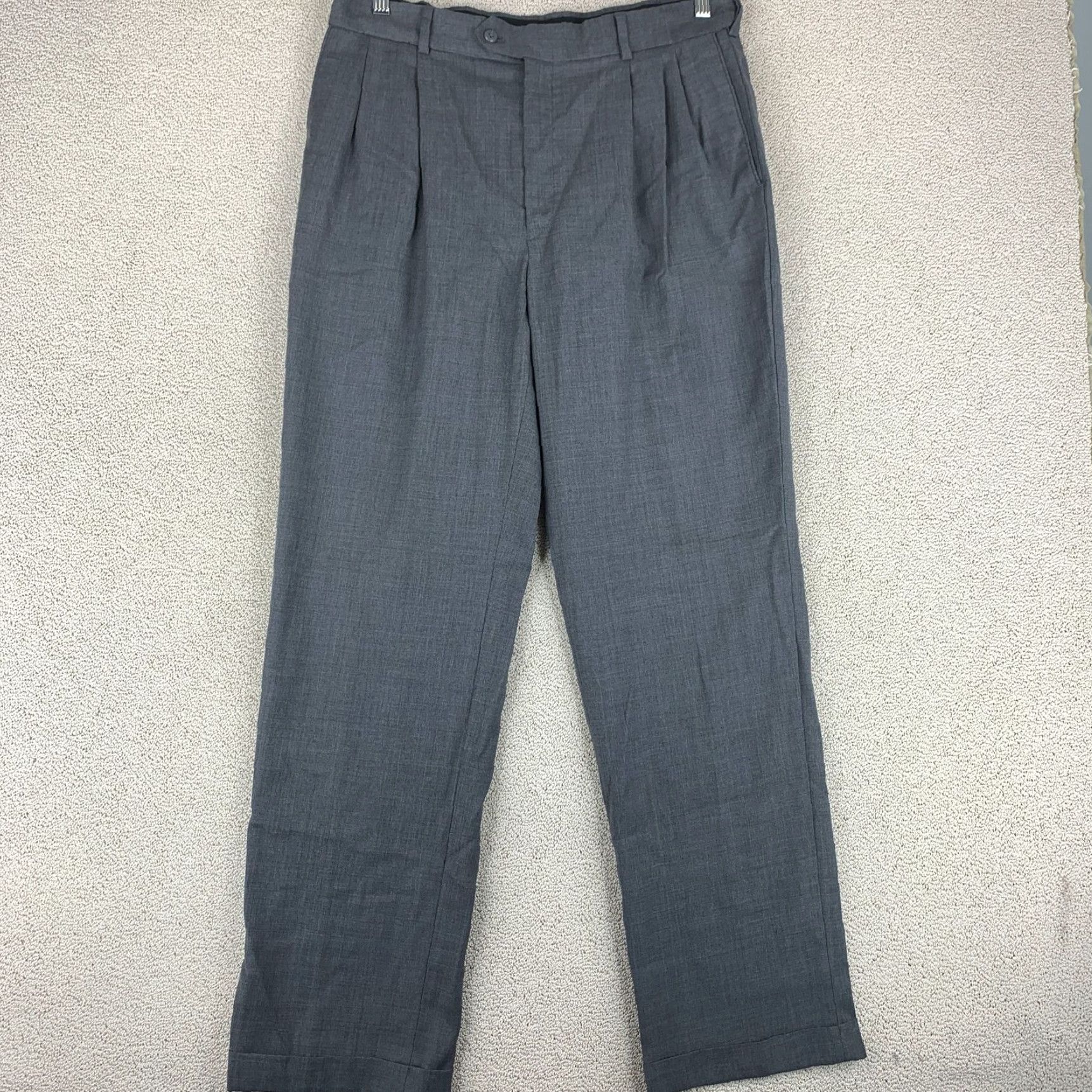 Stafford Gray Pleated Classic Fit Dress Pants for Men in Size 36x34 by Stafford Performance Grailed