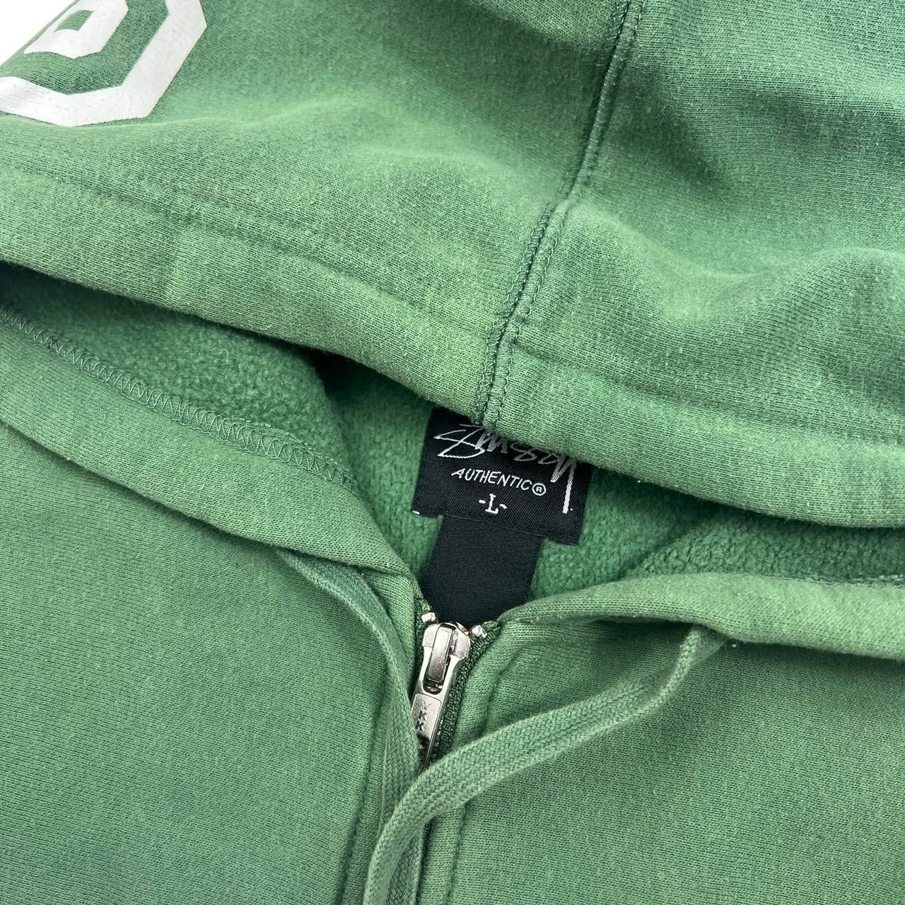 Stussy Vintage Stussy Spellout Zip Up Hoodie Green - Large Size US L / EU 52-54 / 3 - 3 Thumbnail