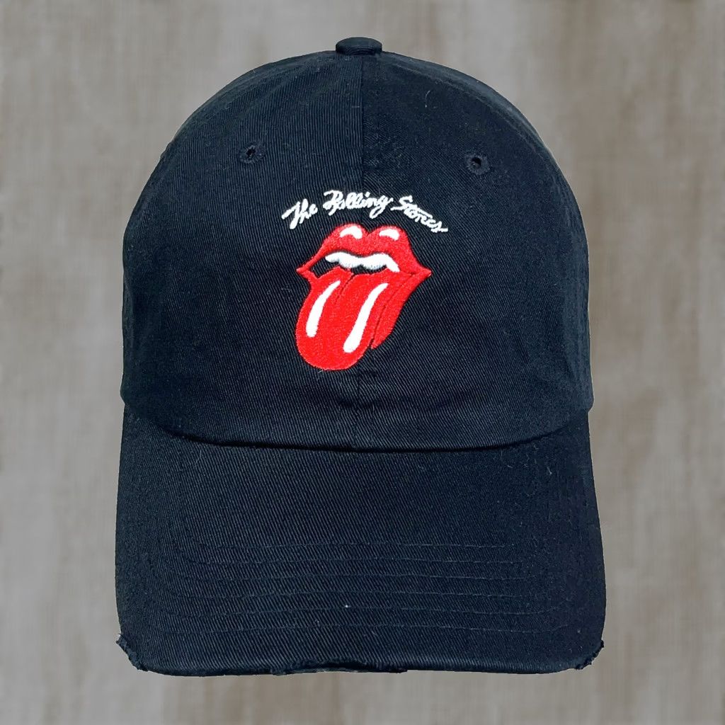 Vintage The Rolling Stones Black Hat Cap Dad Music Rock Band Adjustable Strap Back 80s 90s Mens Size ONE SIZE - 1 Thumbnail