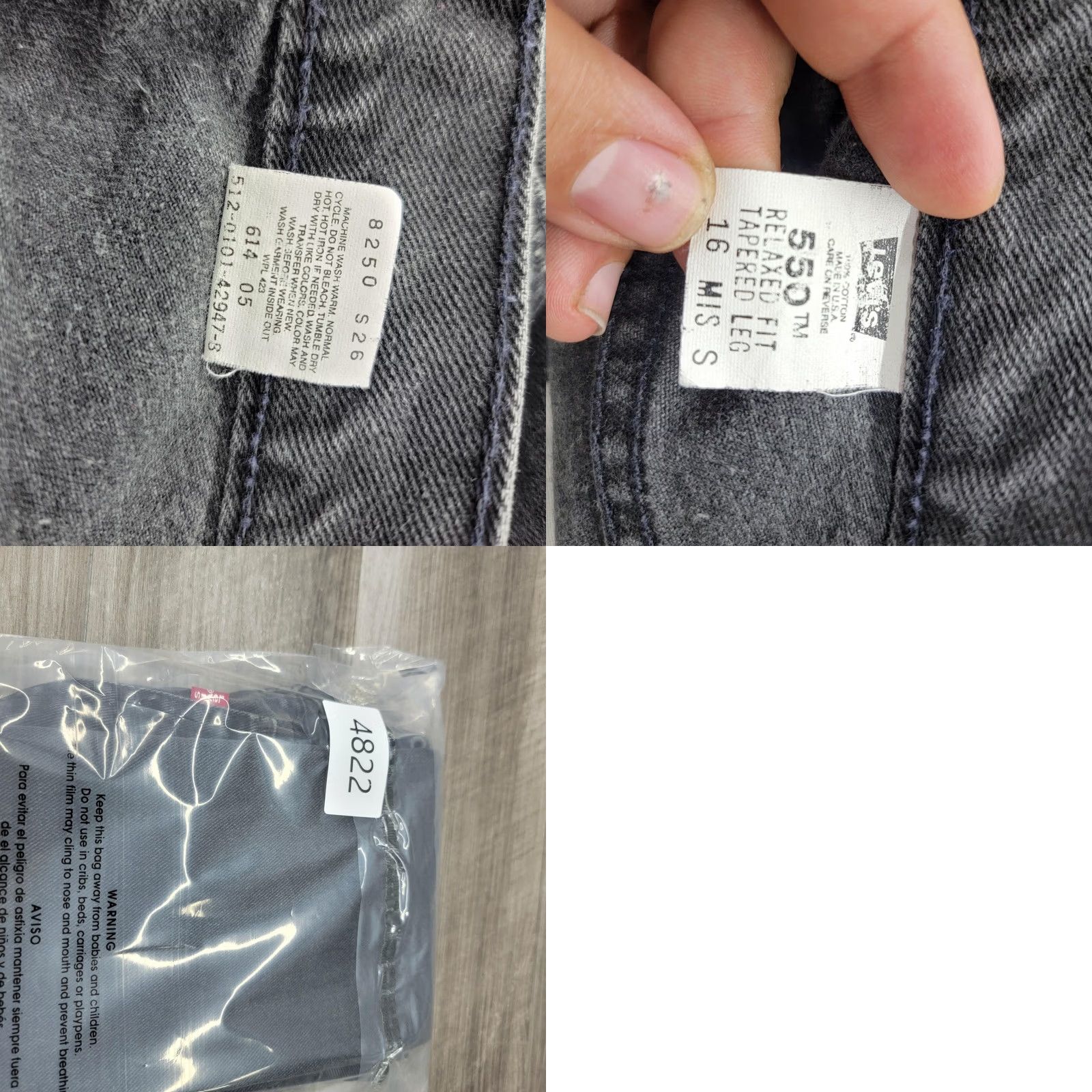 Levi's Womens Levis 550 Jeans Black Tapered Leg Relaxed Fit Short Denim Red Tab Size 38" / US 16 / IT 52 - 9 Thumbnail