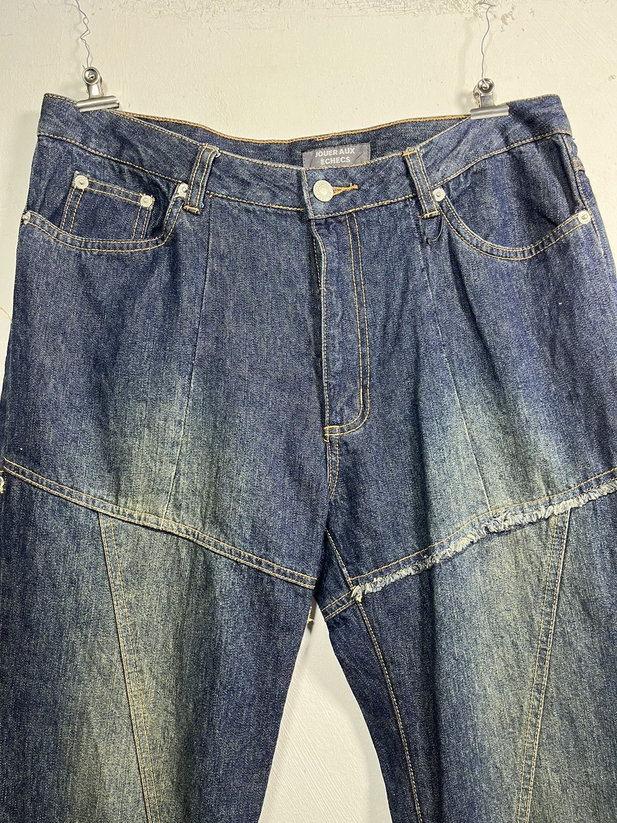 Japanese Brand Jeans Flare Y2K DESIGN JOUER AUX ÉCHECS Size 33" - 7 Thumbnail