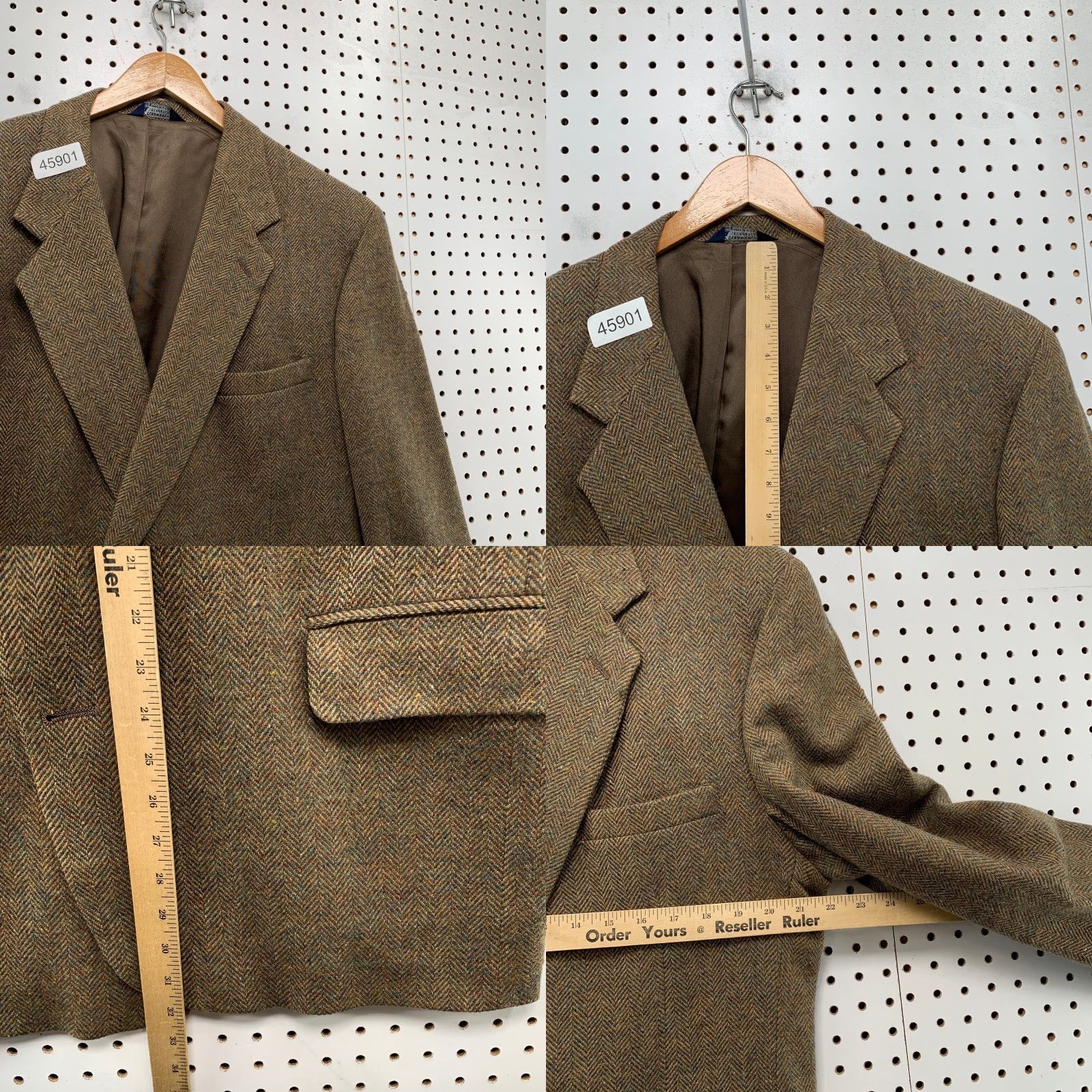 Vintage VINTAGE Kuppenheimer Blazer Mens 40/42 Tweed Wool Brown Herringbone USA Size 42R - 8 Thumbnail