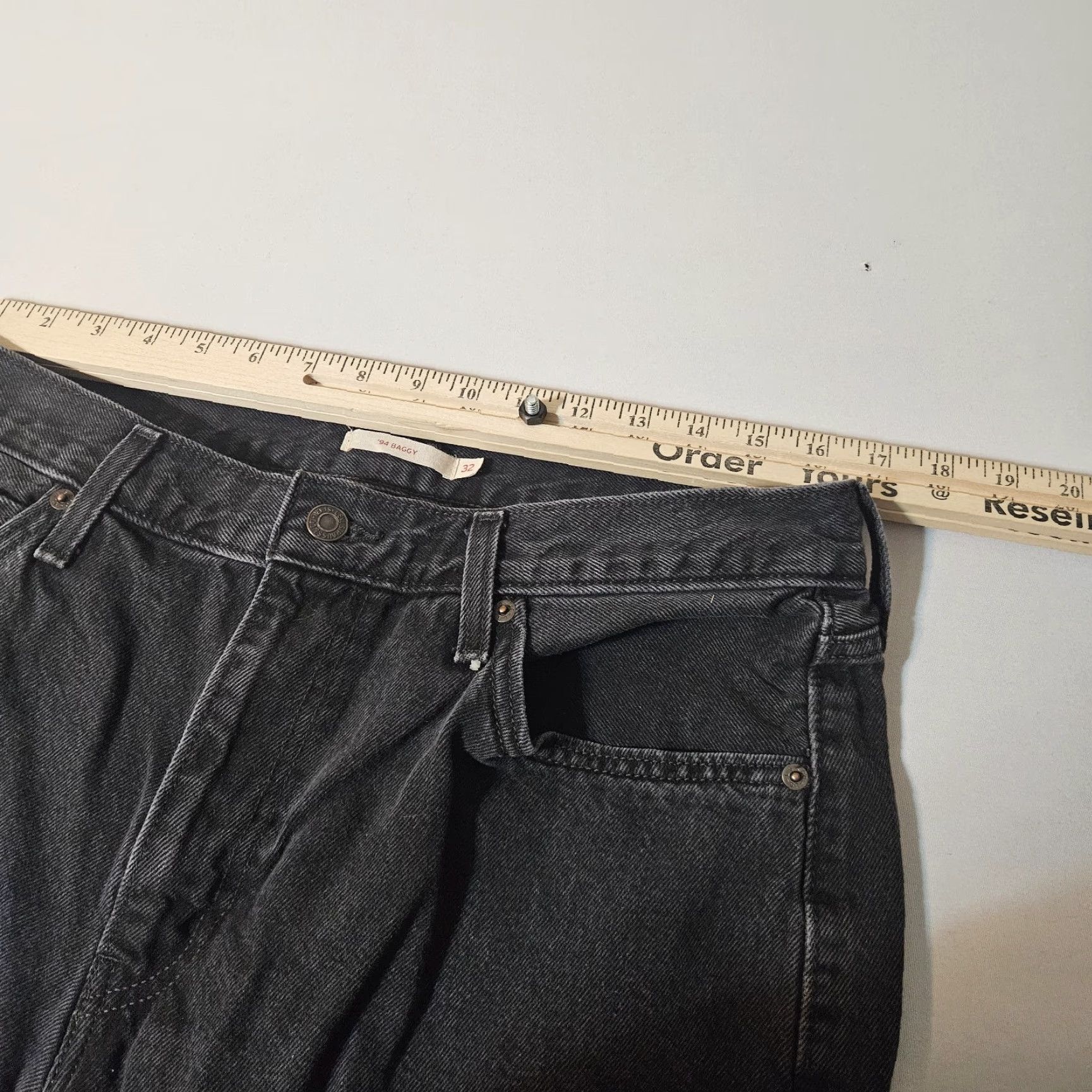 Levi's Levi's Baggy 94 Jeans Womens 33x30 Black Wide-Leg High Waist Retro Relaxed 5-Pocket Denim Global Jed Size 24" / US 00 / IT 34 - 5 Thumbnail