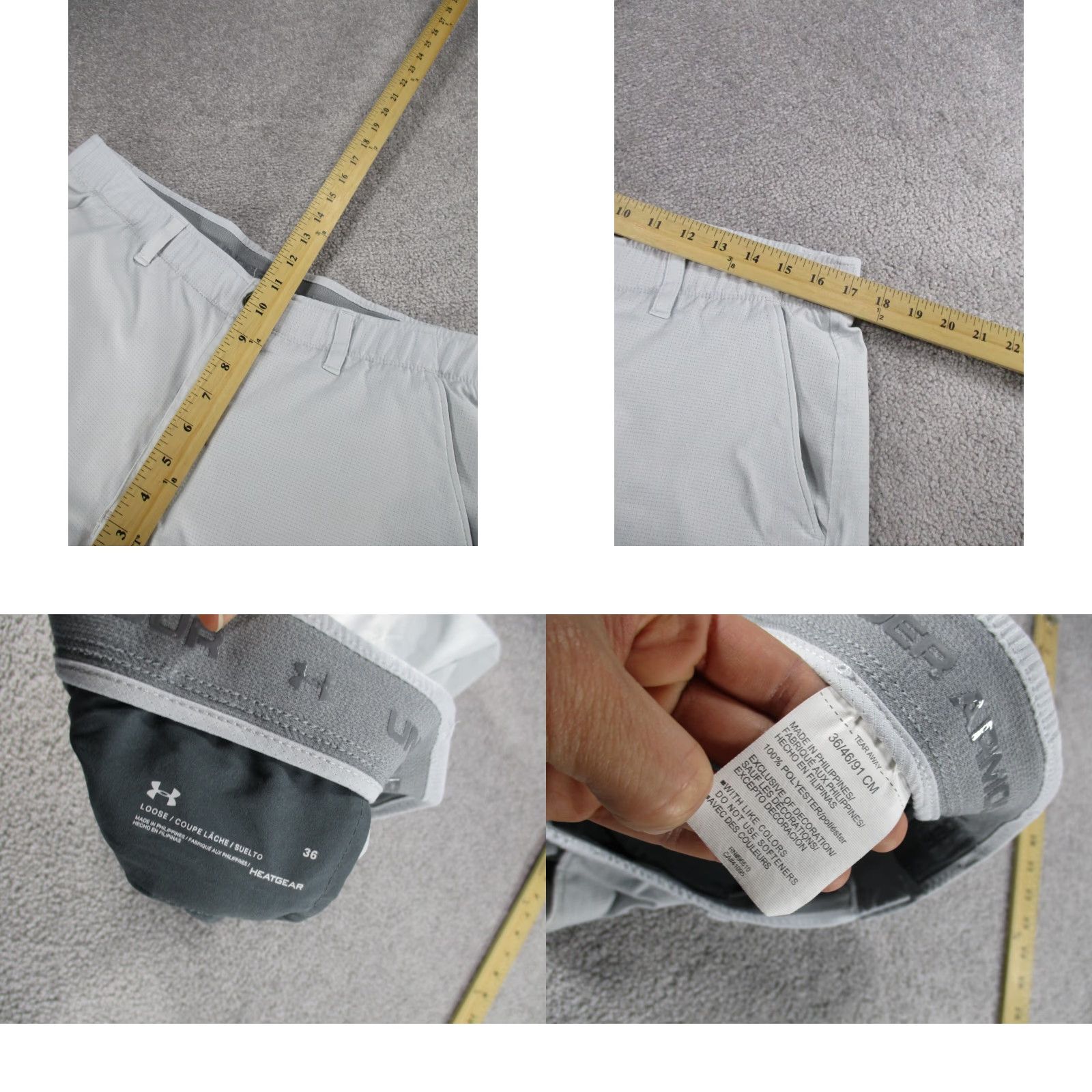 Under Armour Under Armour Shorts Mens 36 HeatGear Light Gray Chino Casual Travel Workwear 36 Gray Mens Size US 36 / EU 52 - 8 Thumbnail