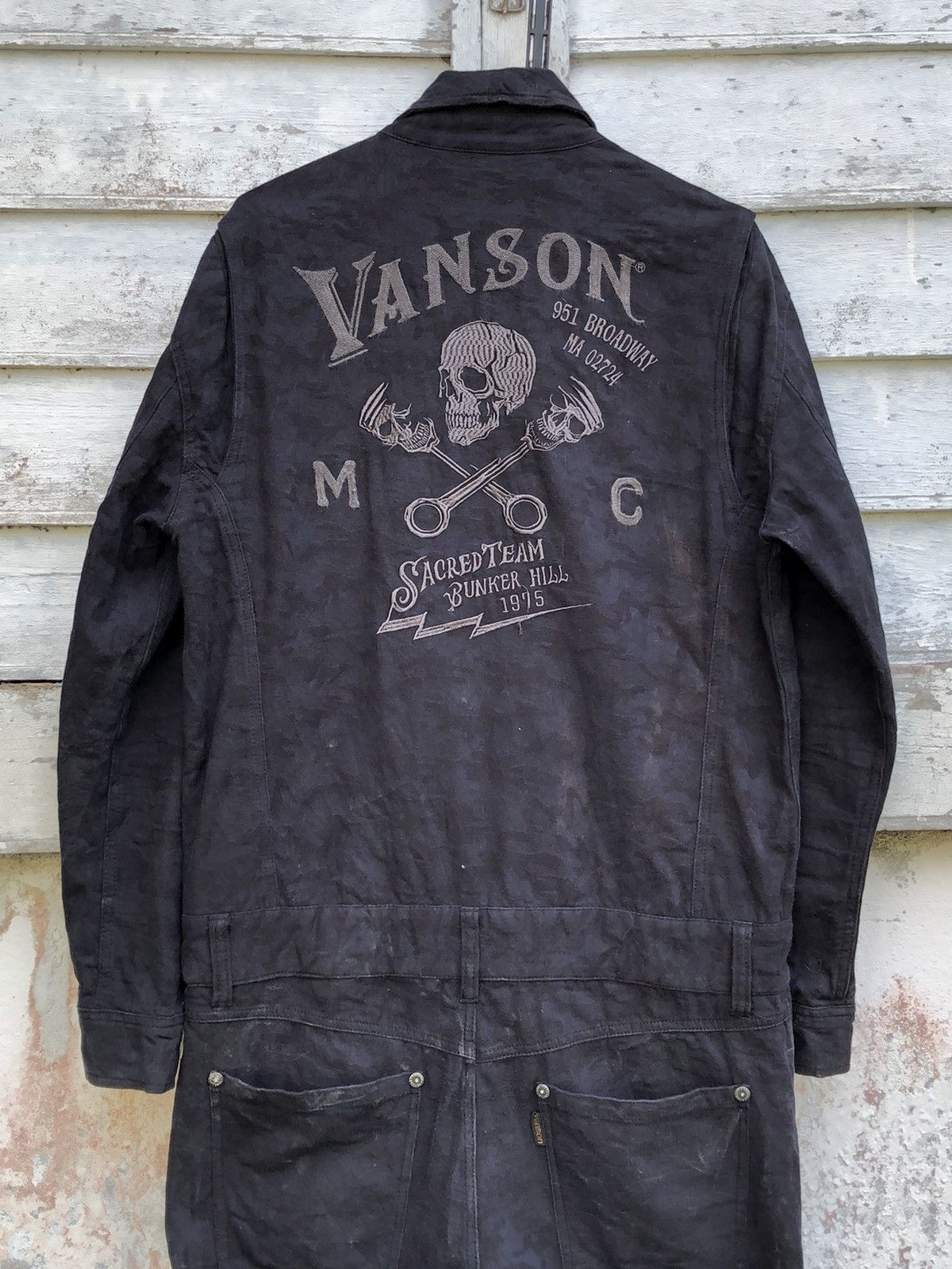 VANSON COTTONS CAMO PISTON SKULLS EMBROIDERY COVERALL