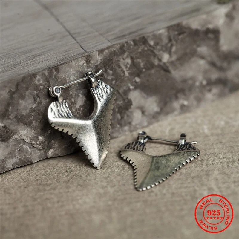 Jewelry Shark Teeth Stud Earrings 925 Sterling Ear Charm Gift Size ONE SIZE - 1 Thumbnail