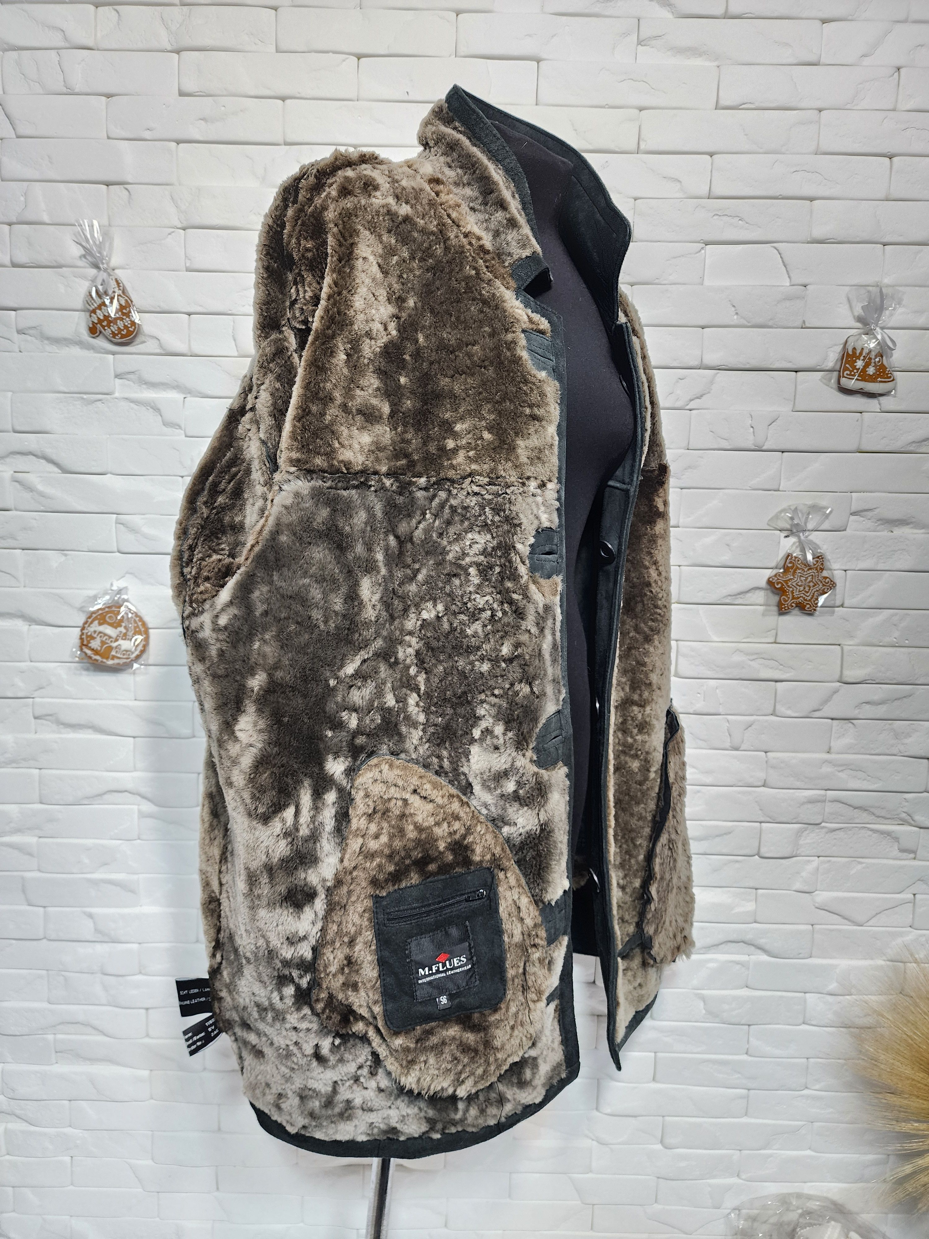 Furla Men's Black Sheepskin Coat: Genuine Fur, Button Closure Size US XL / EU 56 / 4 - 10 Thumbnail