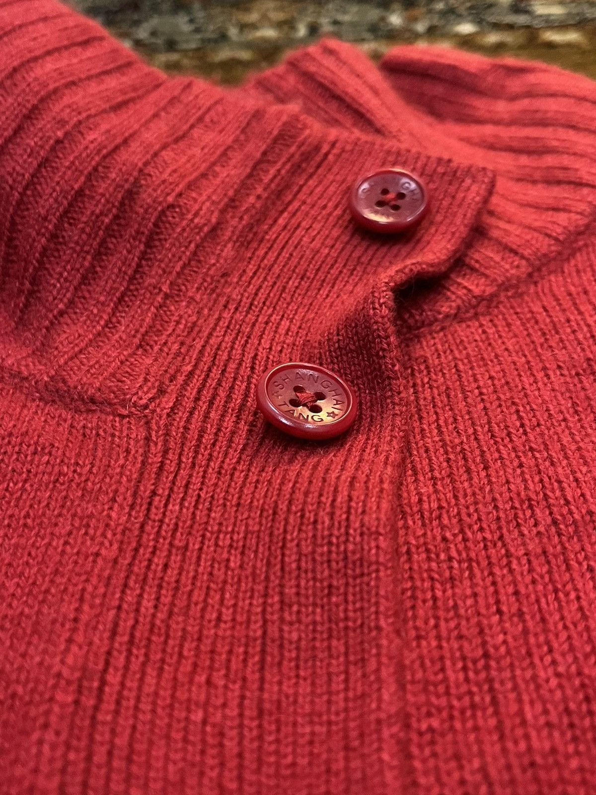 Shanghai Tang Button in Cardigan RED Cashmere Size US M / EU 48-50 / 2 - 7 Thumbnail