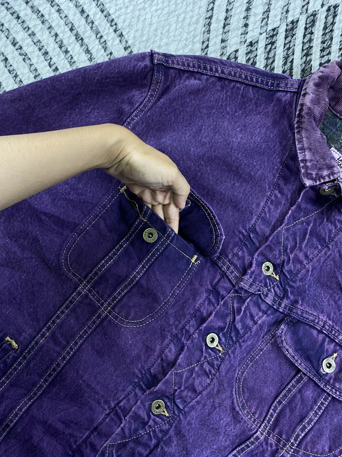 Vintage 80s LEE Dungarees Multipocket Purple Denim Jacket