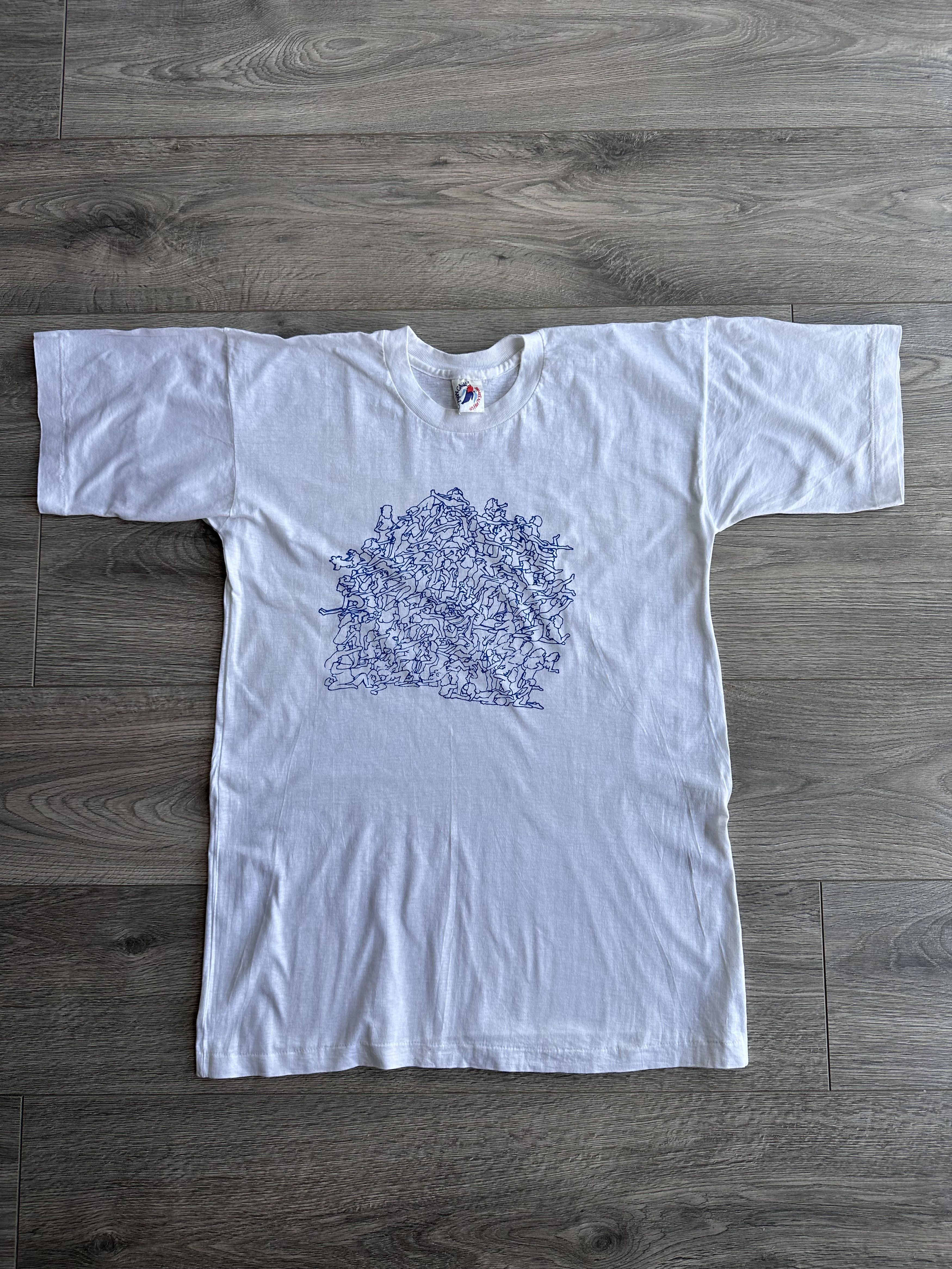 Vintage Vintage 70s Sex Orgy Group Therapy Woodstock Art White Tee Size US L / EU 52-54 / 3 - 2 Thumbnail