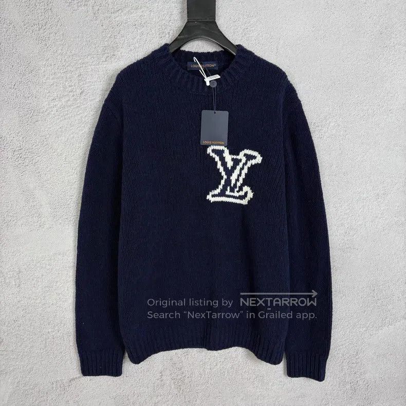 Louis Vuitton Louis Vuitton Blue intarsia monogram teddy knit sweater Size US XXL / EU 58 / 5 - 1 Thumbnail