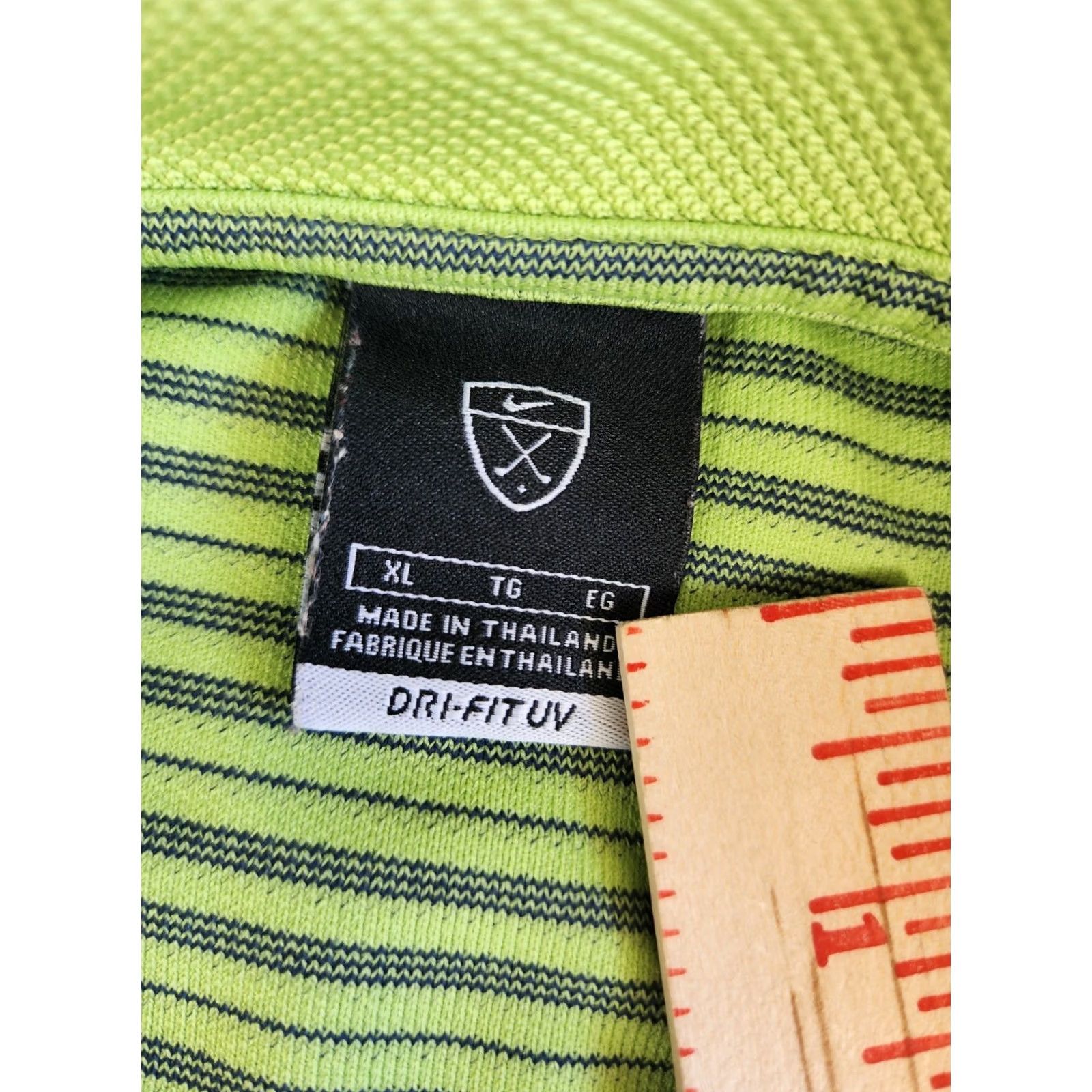 Nike Nike Golf Polo Shirt Mens L Dri-Fit UV Lime Green Striped Short Sleeve Collared Polyester Polo Shirt Size L Green Size US L / EU 52-54 / 3 - 6 Thumbnail
