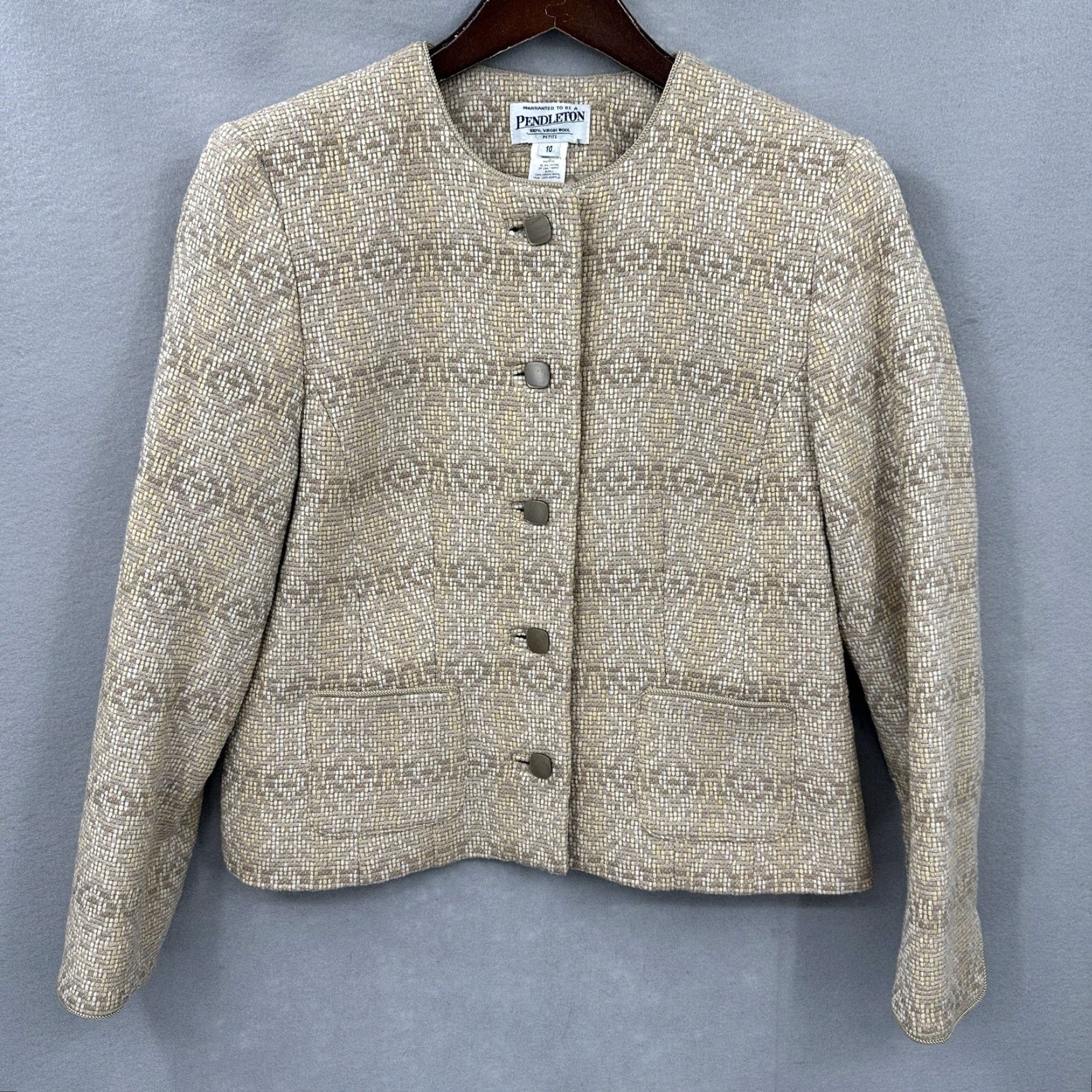 Pendleton VINTAGE Pendleton Blazer Women Petite 10 Wool Tweed Plaid Short Jacket Fall Winter 90s Size L / US 10 / IT 46 - 2 Thumbnail
