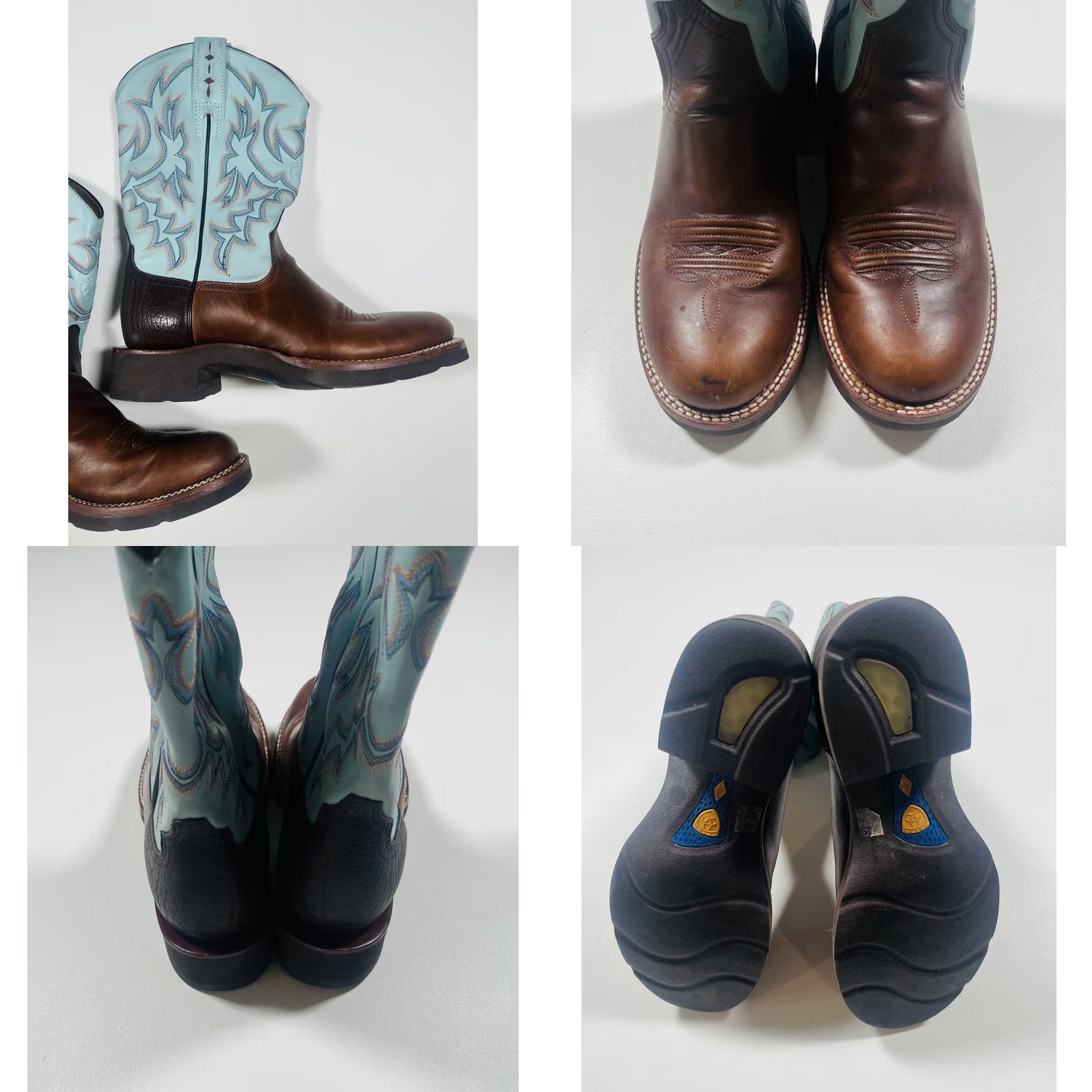Ariat Ariat Cobalt Crepe Boots Mens Size 9D Western Leather Walnut Sky Blue 38823 Size US 9 / EU 42 - 8 Thumbnail