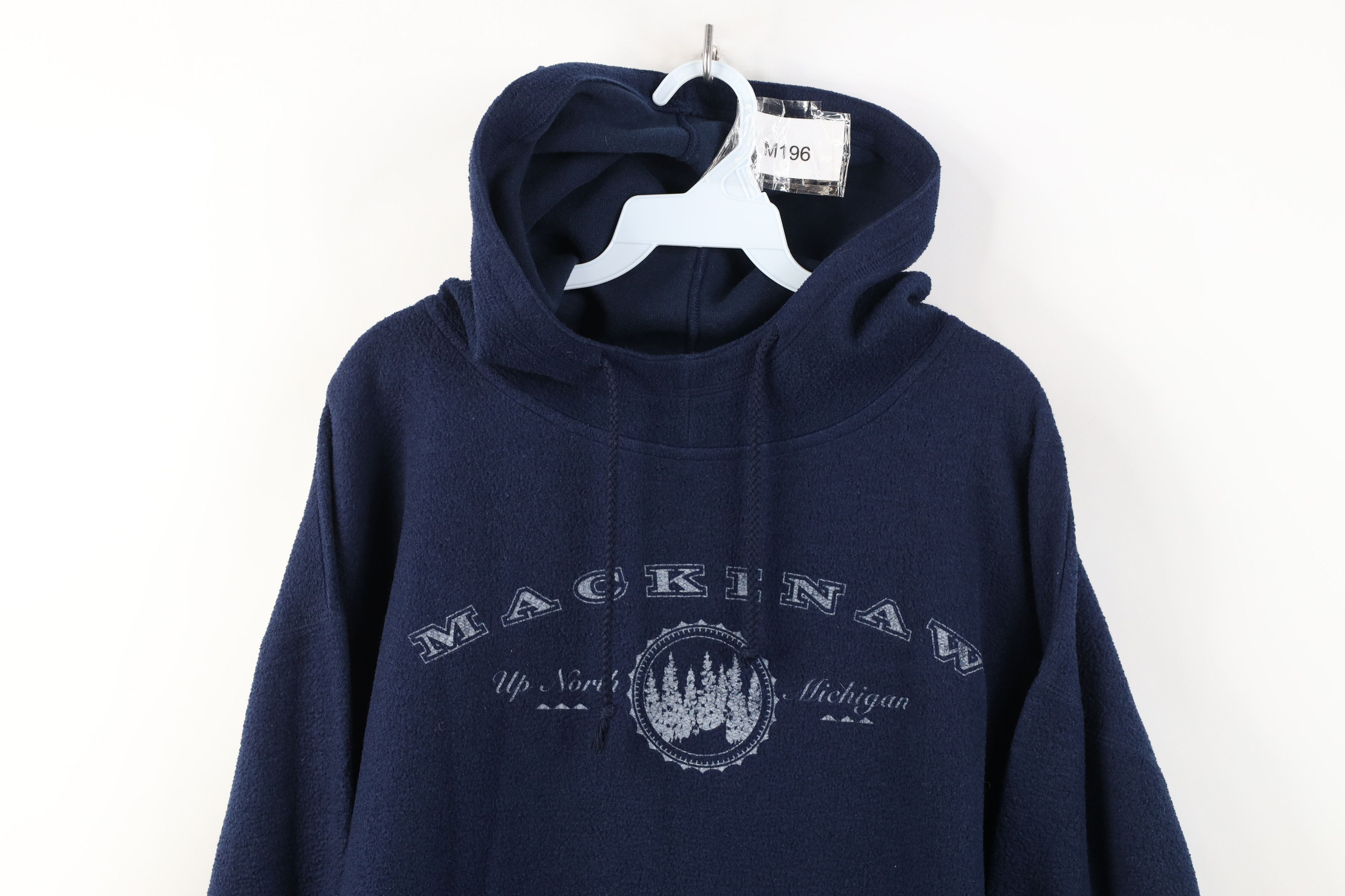 Vintage Vintage 90s Streetwear Michigan Mackinaw Fleece Hoodie Blue Size US XL / EU 56 / 4 - 2 Thumbnail