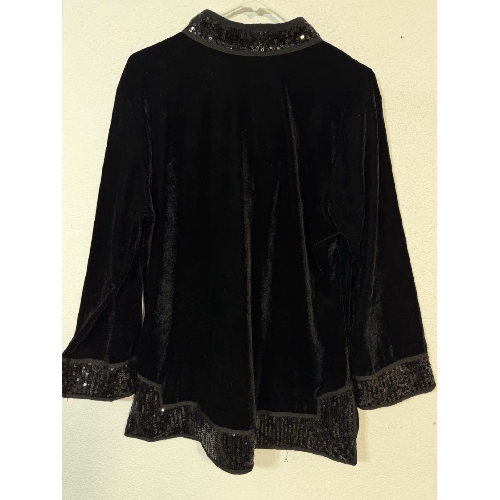 Vintage Victor Costa Black Velvet Sequin Tunic Top L Black Adult Womens Tunic Velvet Sequin Gothic Size L / US 10 / IT 46 - 6 Thumbnail