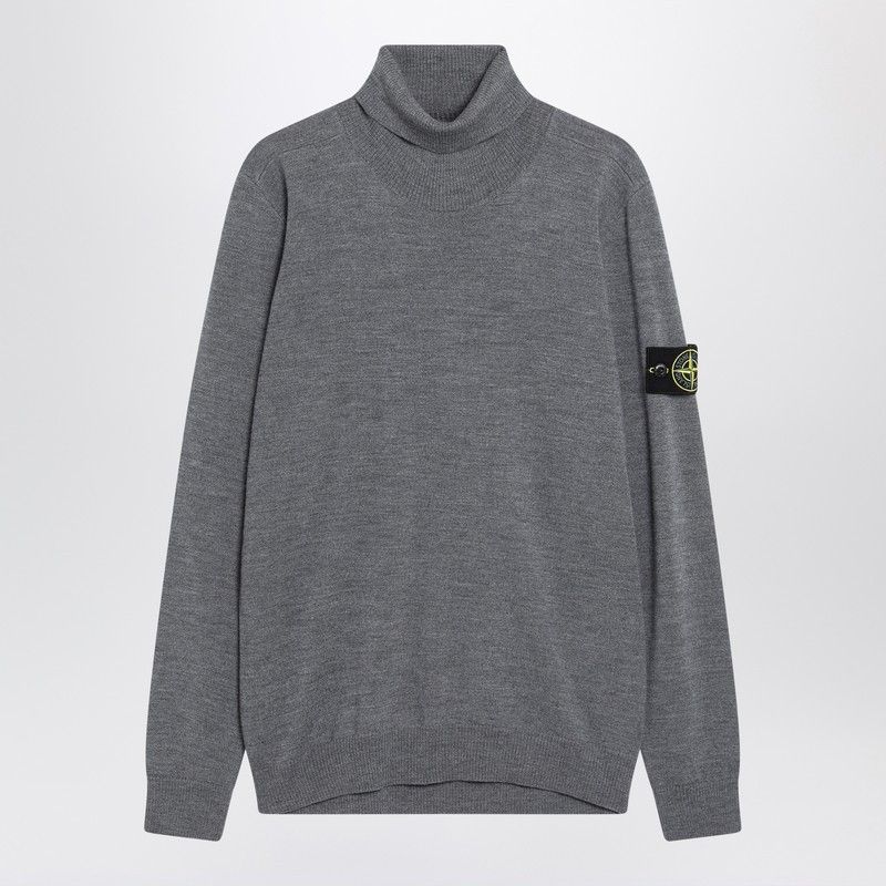 Stone Island Gray Wool Turtleneck Sweater