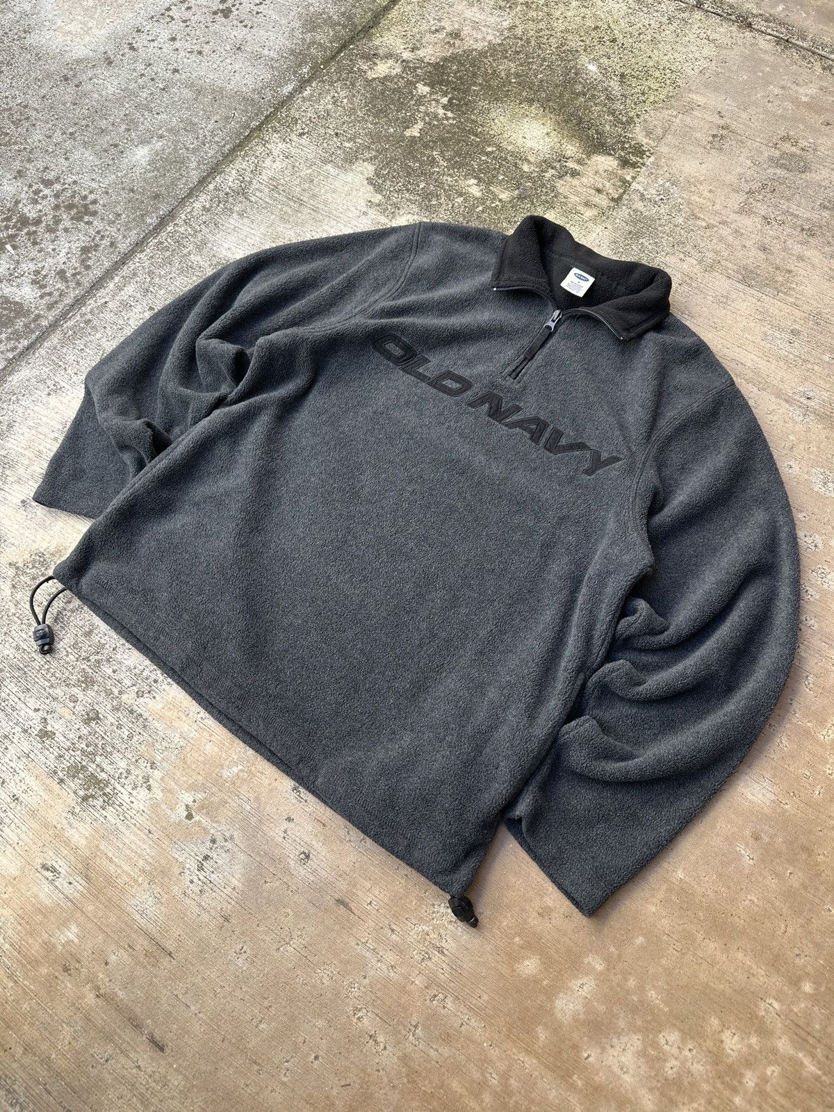 Old Navy × Vintage Y2k 2000s Old Navy Embroidered Black Quarter Zip Fleece Size US M / EU 48-50 / 2 - 1 Thumbnail