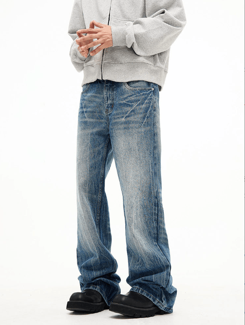 Japanese Brand × Jean Trendy lightning pattern washed retro cleanfit flared jeans Size US 32 / EU 48 - 3 Thumbnail