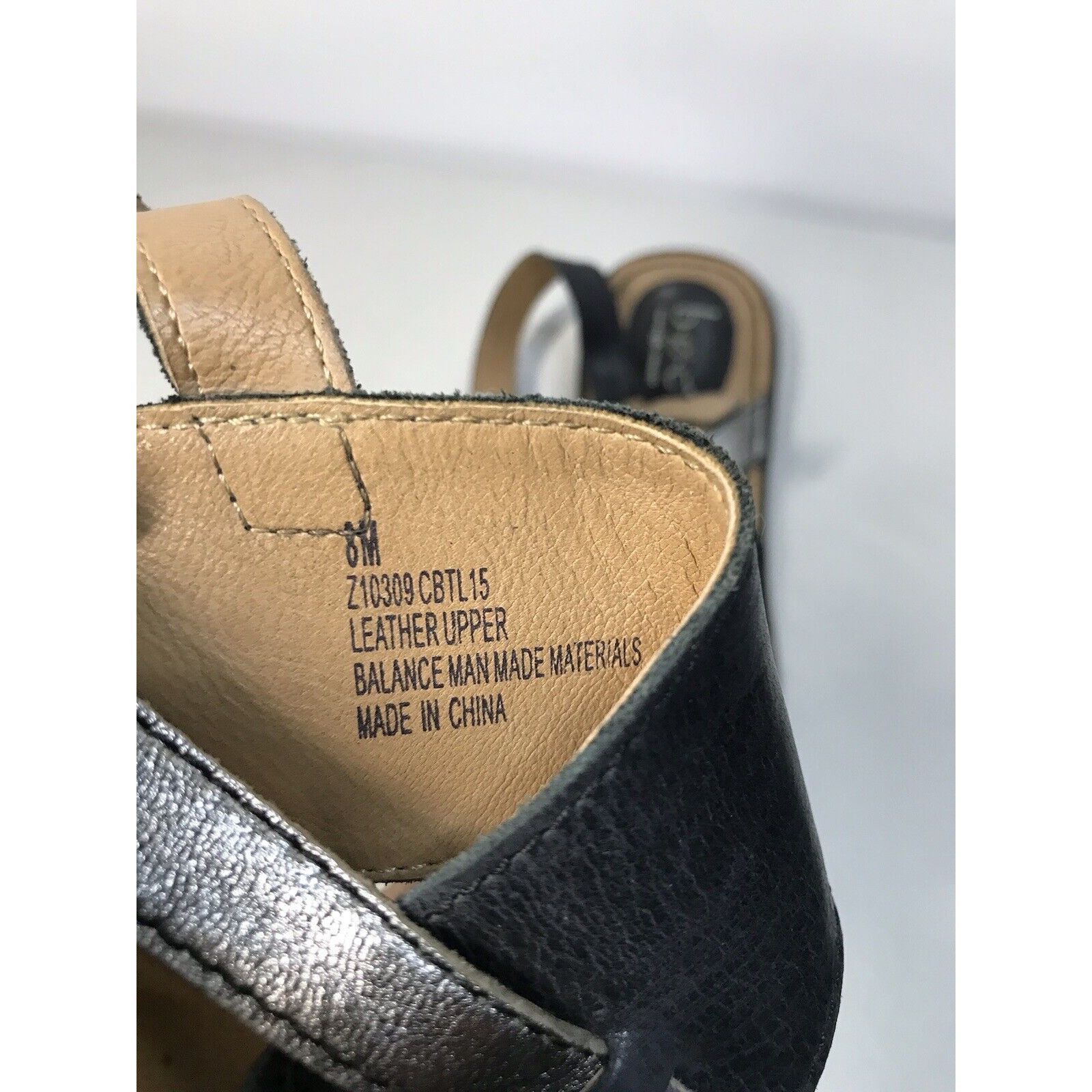 Born BOC Born Black Silver Leather Flip Flops Thong Strap Sandals Size US 8 / IT 38 - 8 Thumbnail