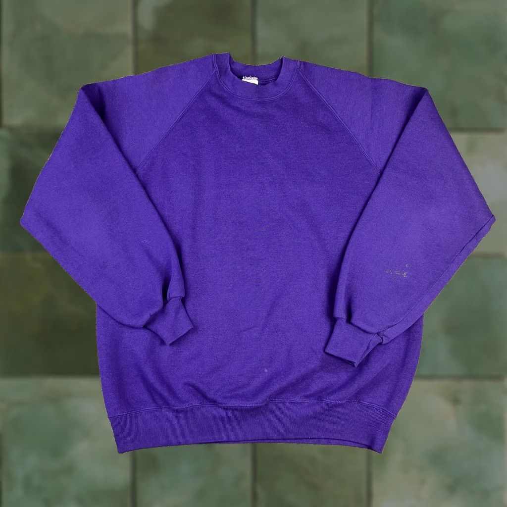 Jerzees VINTAGE Jerzees Sweatshirt Raglan Crewneck Purple 90s XL Adults Unisex United States USA Size US XL / EU 56 / 4 - 1 Thumbnail