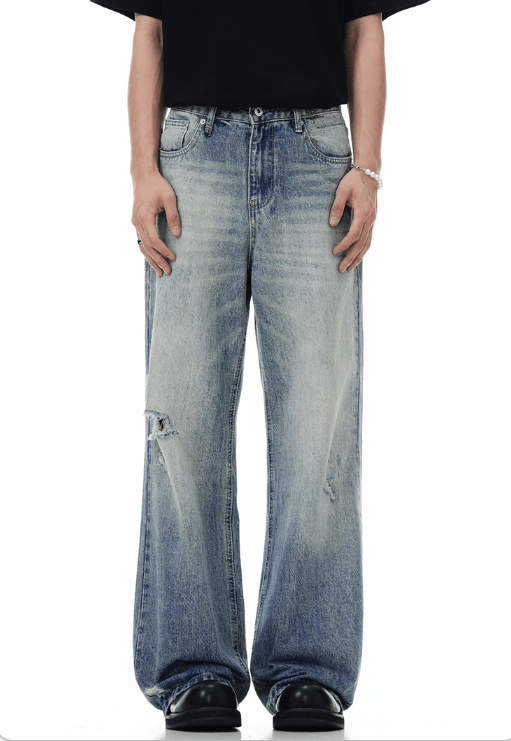 Japanese Brand × Jean Retro men's cleanfit loose straight worn flared jeans Size US 32 / EU 48 - 1 Thumbnail