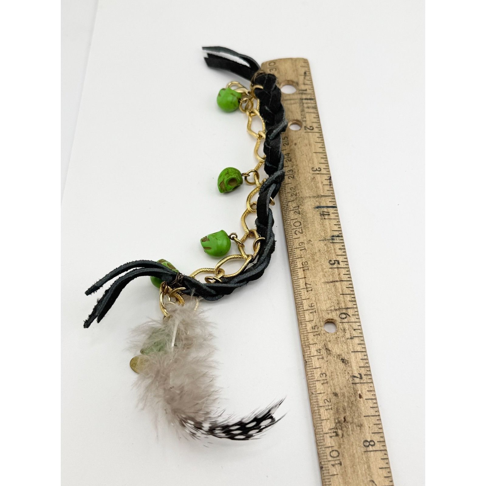 Vintage Vintage suede braided Halloween green Howlite stone skull ch Size ONE SIZE - 5 Thumbnail