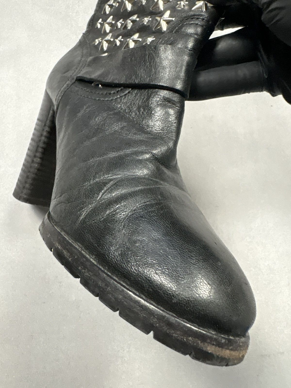 Jimmy Choo Jimmy Choo Star Stud Leather Ankle Boots Buckle Heels Black Size US 10 / IT 40 - 12 Thumbnail