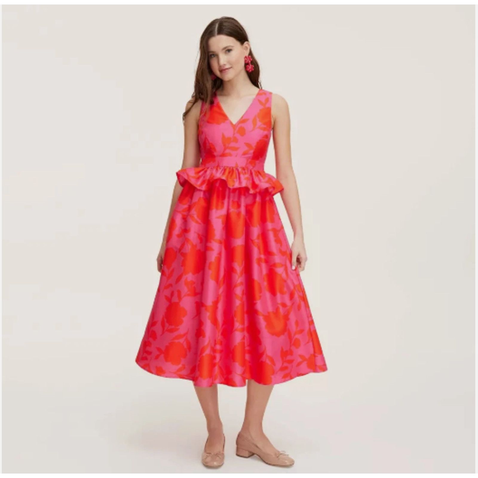 Kate Spade Kate Spade New York Women's Classic Rose Peplum Midi Dress 6 Size M / US 6-8 / IT 42-44 - 4 Thumbnail