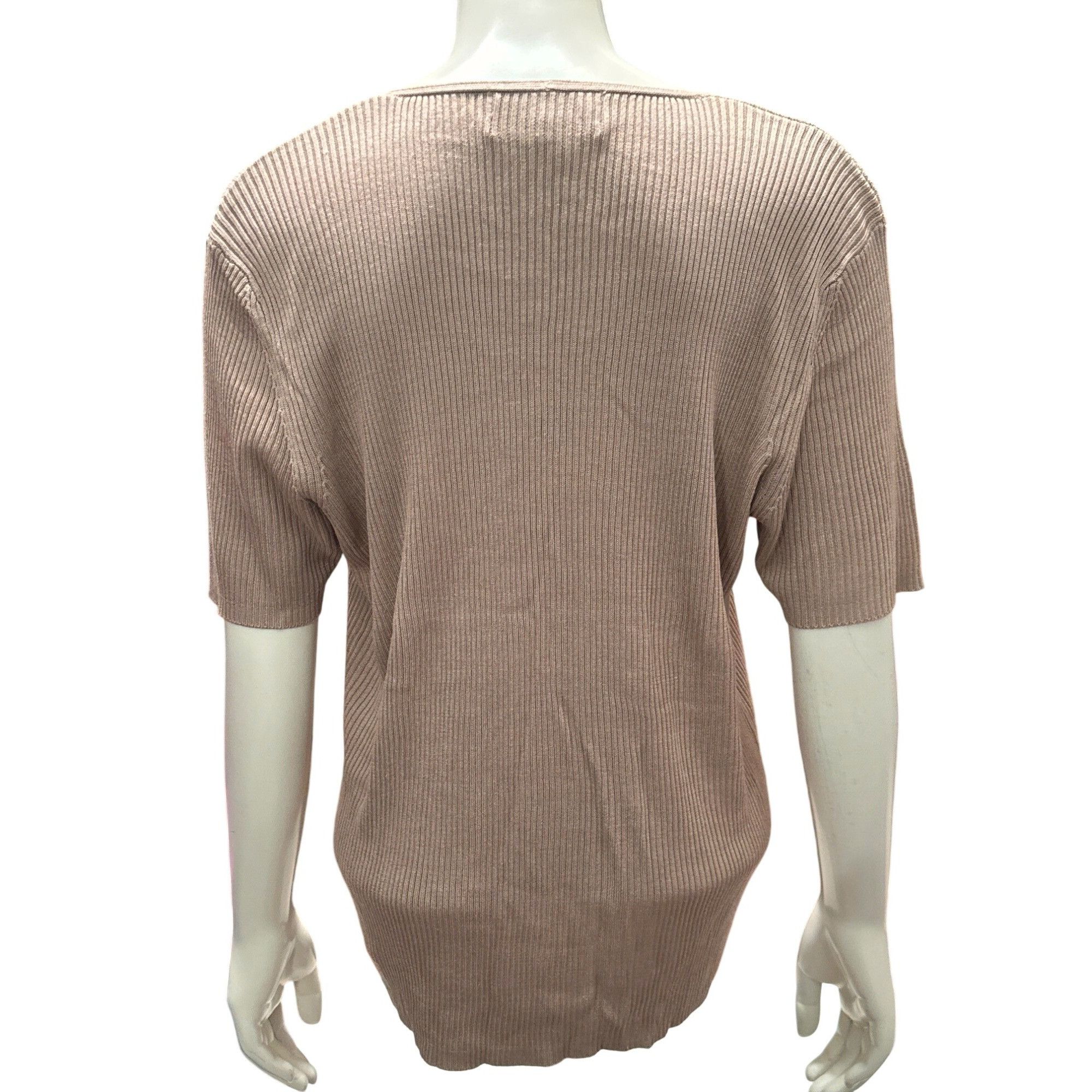 Other August Silk Knits XL Taupe Vintage Ribbed V Neck Silk Sweate Size XL / US 12-14 / IT 48-50 - 4 Thumbnail