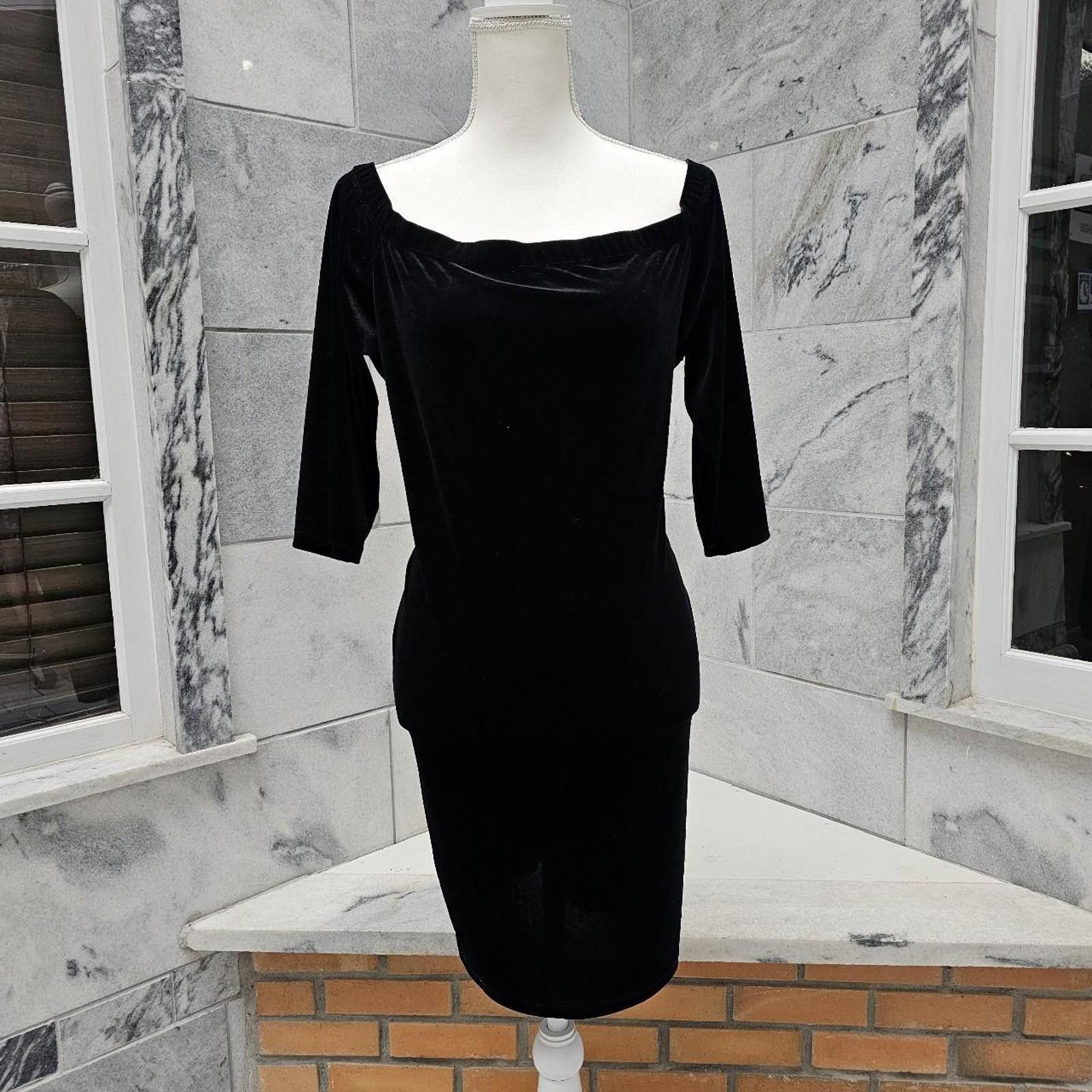 Other Women's Black Velvet Dress Size XL / US 12-14 / IT 48-50 - 2 Thumbnail